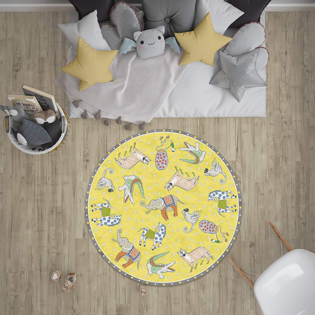 VILBER Kids - Tappeto in vinile per bambini, ZIBA, colore 60, diametro 155 cm, 2 colori e 5 misure