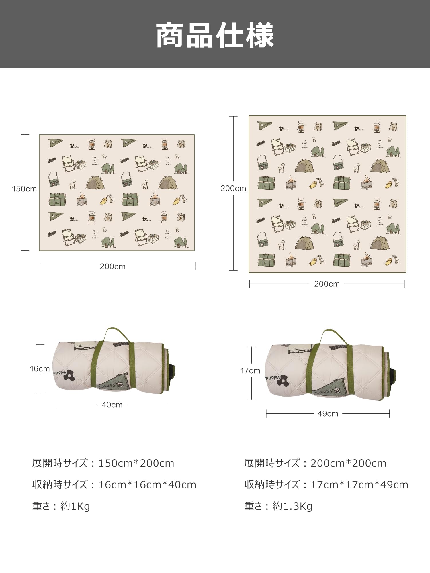 Amazon.co.jp: Vidalido レジャーシート 厚手 ふかふか 5mm 防水