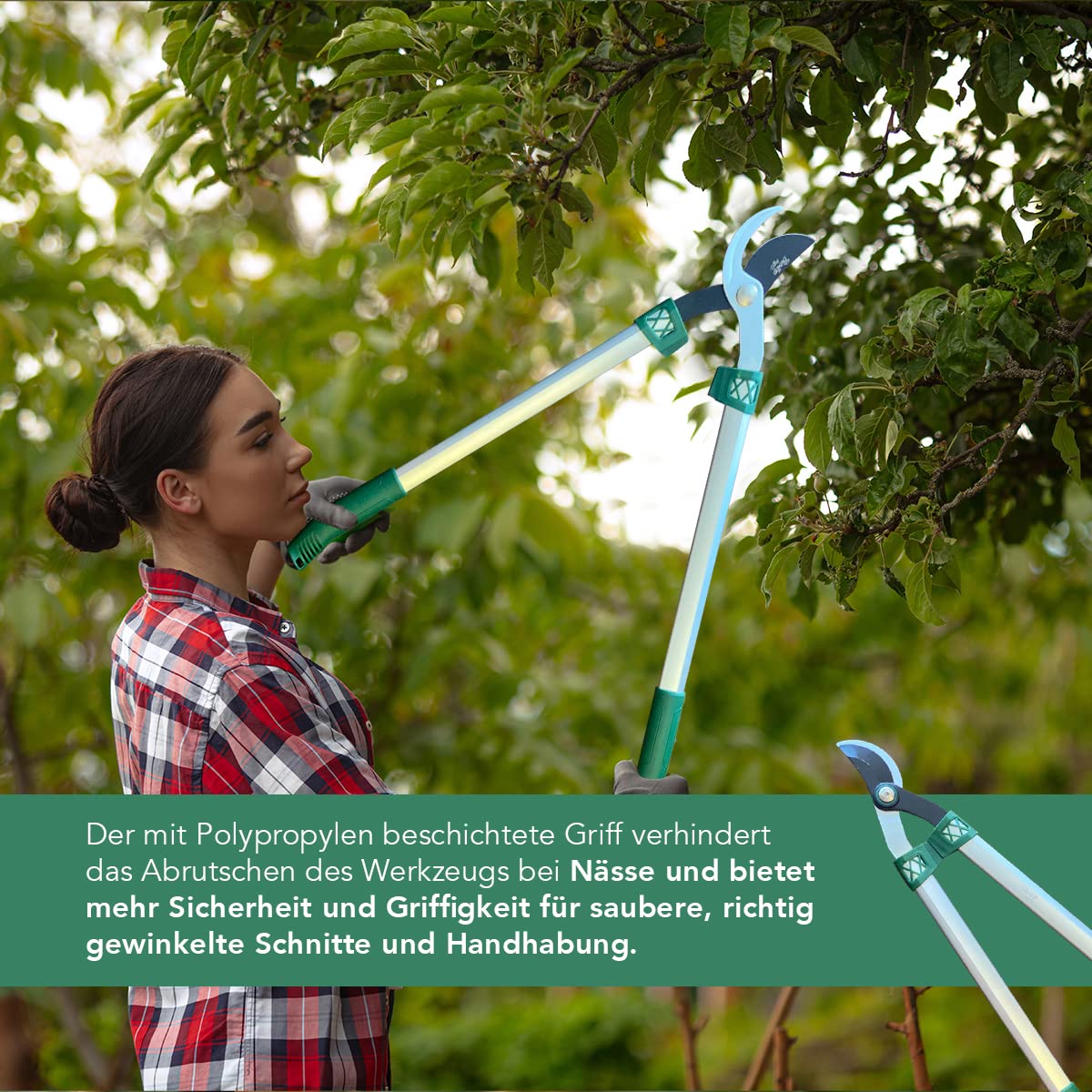 BioTop Zweihändige Beschneidschere - Professionelles Gartenwerkzeug - Schere ideal für Pflanzen, Blumen, Garten und Gemüsegarten - maximal 40 mm mit Stoßdämpfern - Biotop