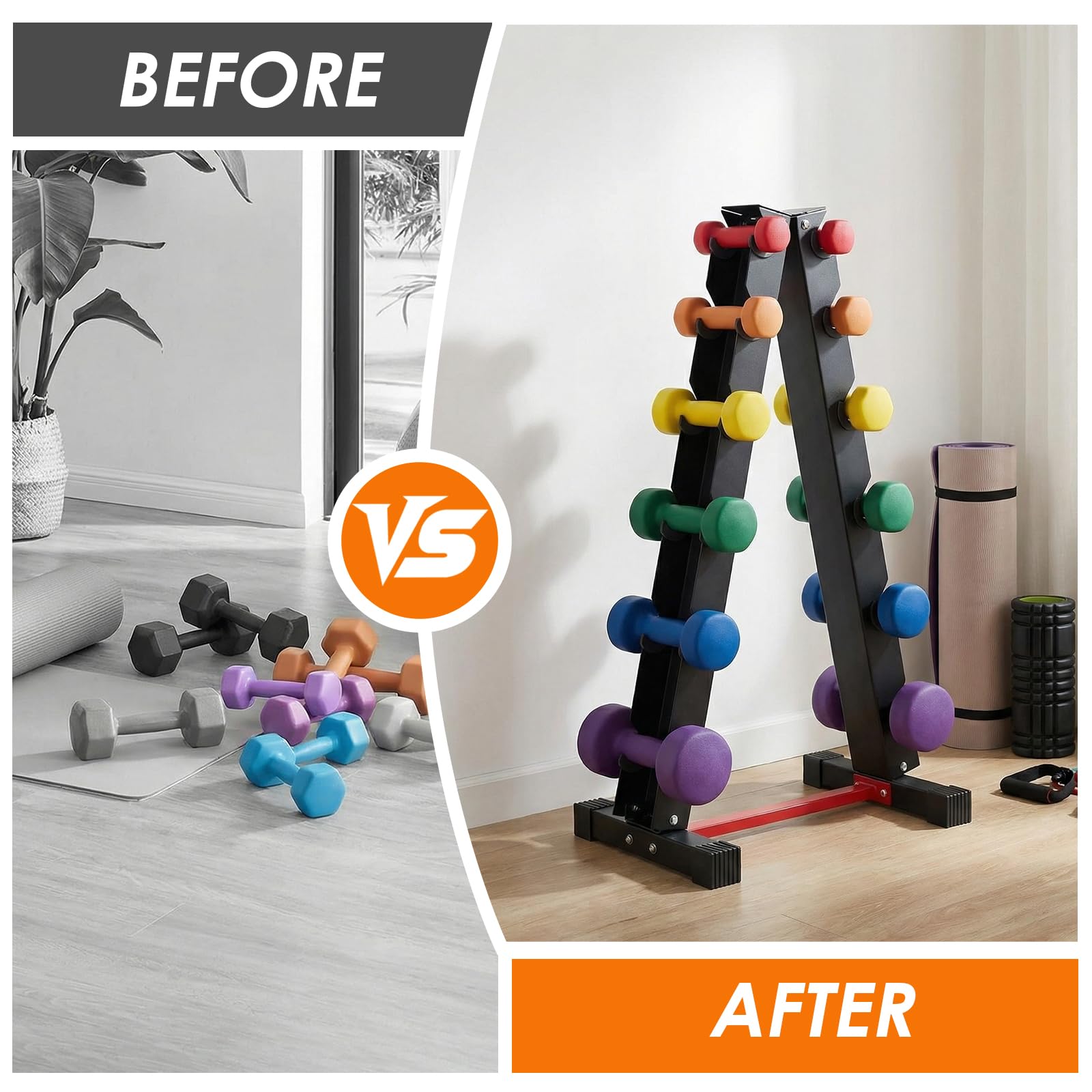 LIFERUN Manubri Rack Porta Pesi Supporto per pesi Palestra Casa Portata max: 300 kg (No Manubri)