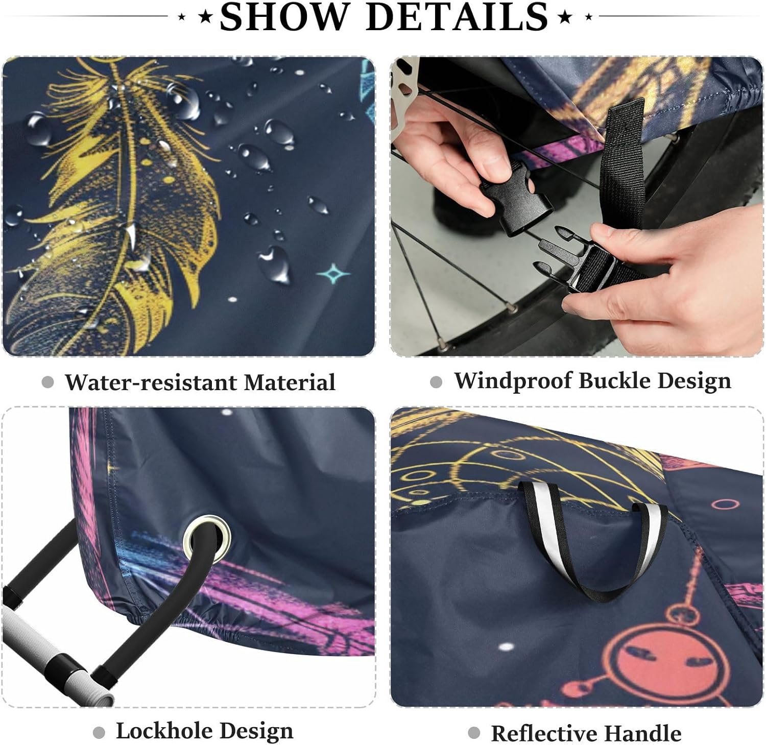 ALAZA Gradient Dreamcatcher Moon Bike Cover Waterproof Outdoor Ebike Bicycle Covers Tarp Protection for 1/2 Bikes, Sun UV Dust Wind Proof