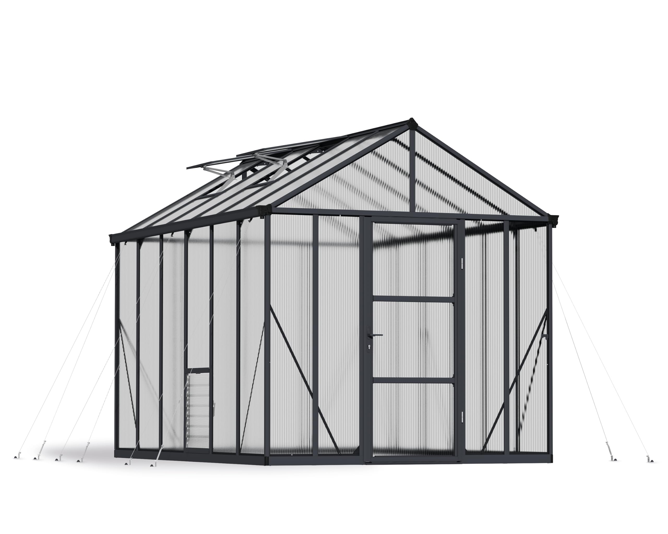 Canopia by Palram Gewächshaus Gross Glory 8x12 Treibhaus 253x364 cm Aluminium Anthrazit Tomatenhaus Polycarbonatplatten UV-beständig