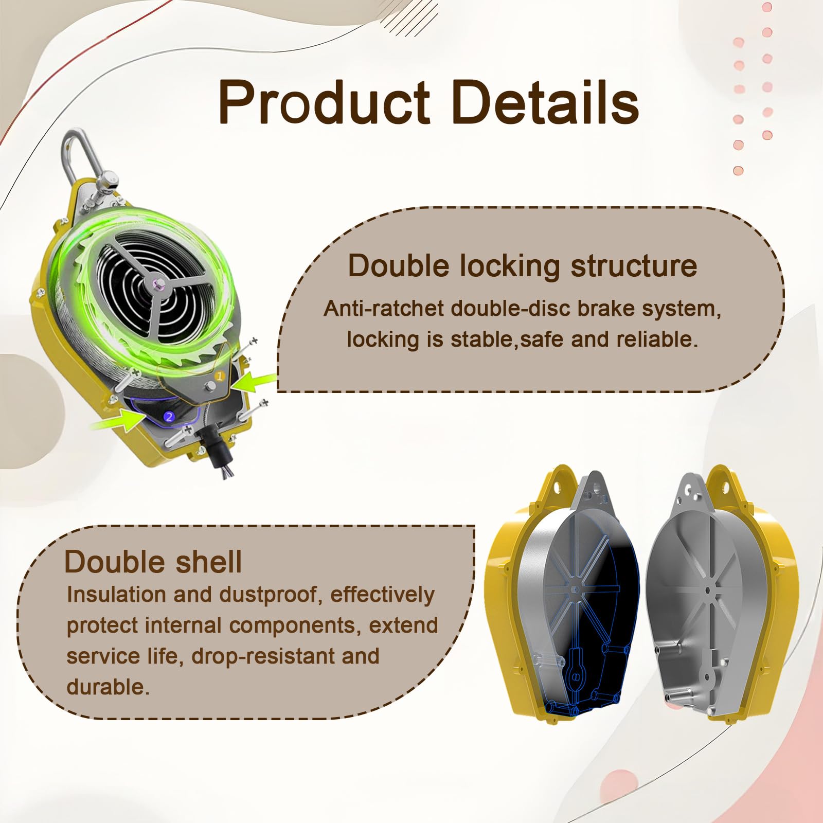 Harnais de Securite Anti Chute Toiture Retractable 10m/15m/20m(10m)