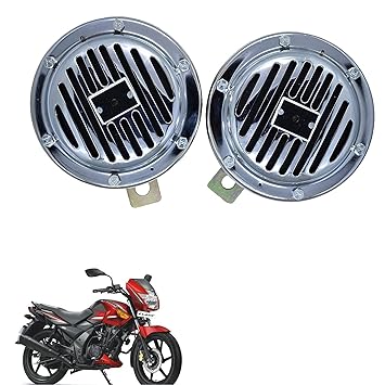 Vagary Universal Windtone Bike Horn With Chorme finishing Heavy Quality body (Set of 2, 12V voltage) for TVS Flame