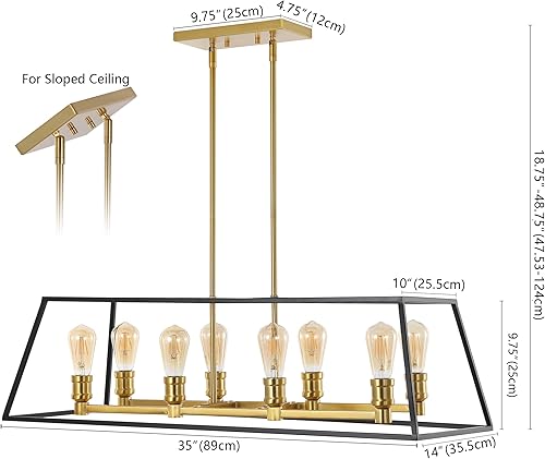 Miniatura 5 de JONATHAN Y JYL6511A Liane - Colgante LED lineal de hierro industrial de 35 pulgadas, 8 luces, moderno, minimalista, de ratán costero de 180