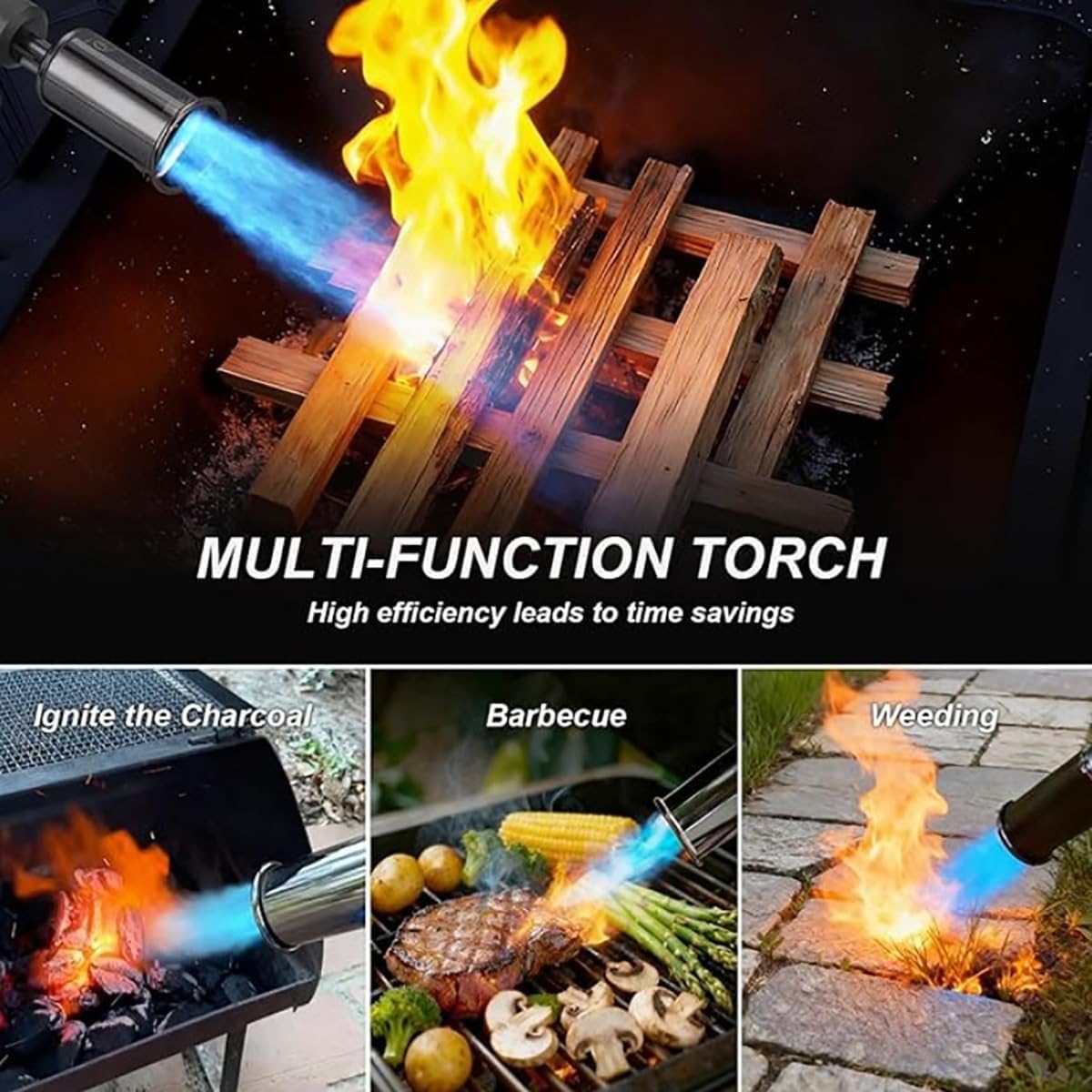 2026 New 3272°F Powerful Propane Torch Gun, Adjustable Flame High Heat Blow Torch with Safety Lock, Portable Cordless Culinary Torch for Cooking, Searing, Soldering & Welding (Fuel Not Included)