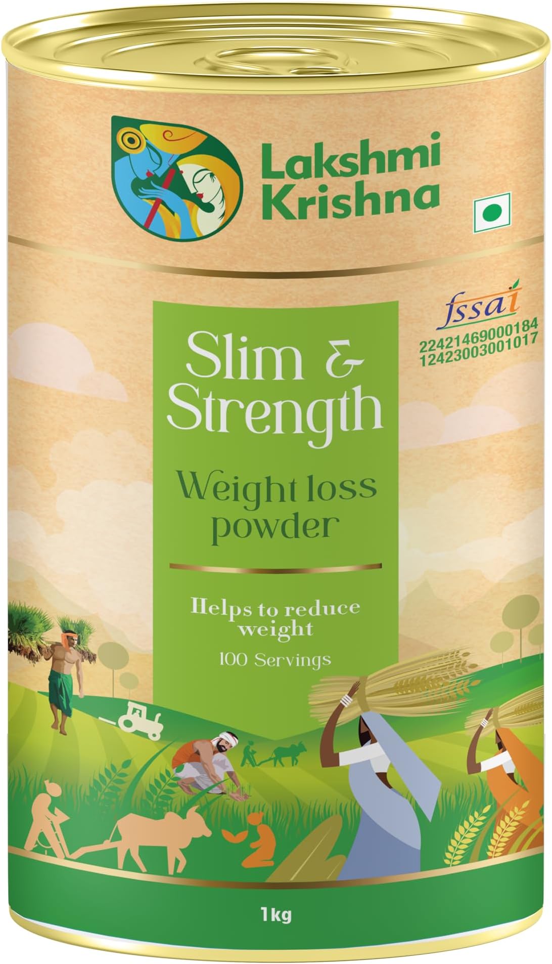 Lakshmi Krishna Naturals Slim & Strength Multi Grain Health Mix Powder 1 kg | Sprouted Millets, Pulses & Seeds Blend | Plant-Based Traditional Nutrition Mix