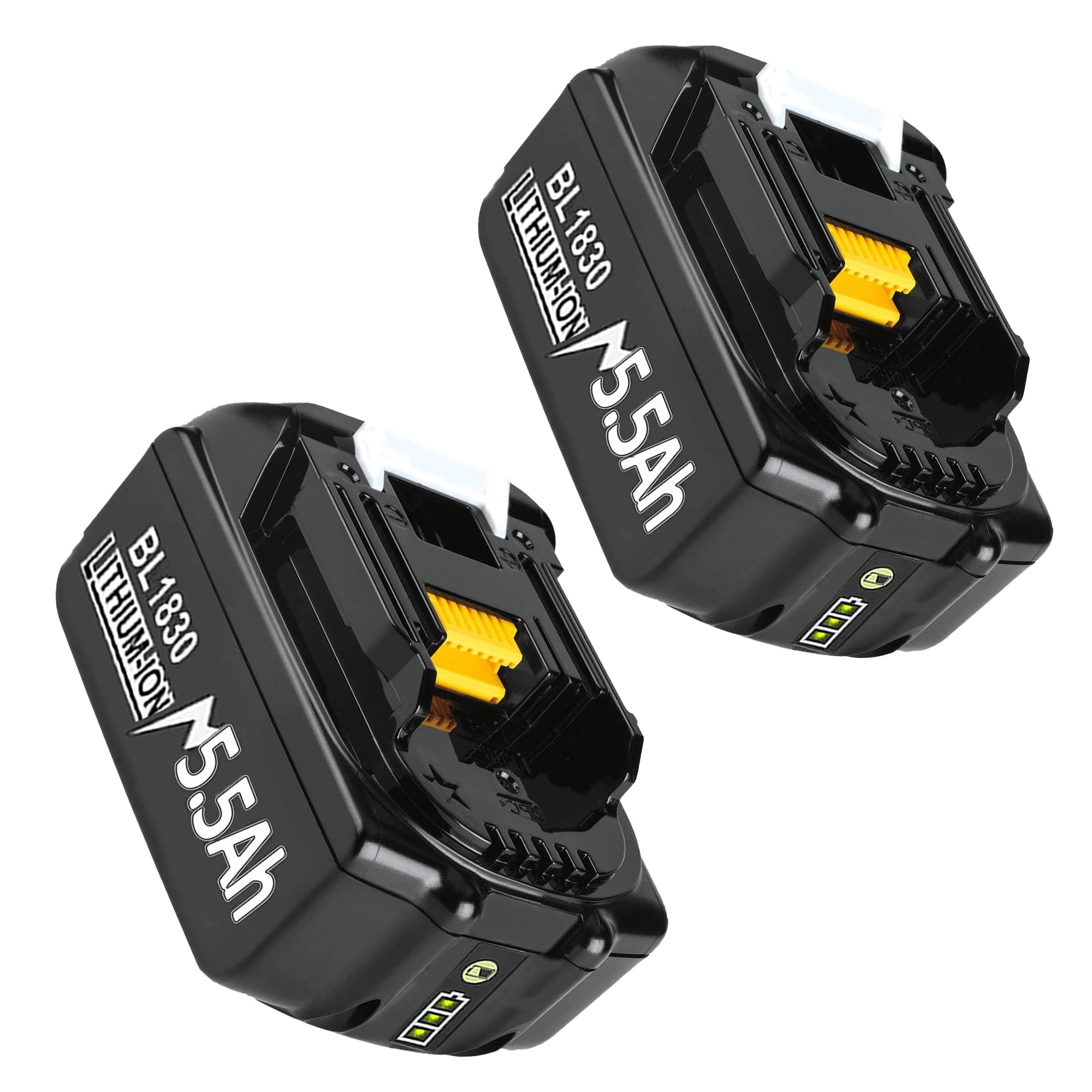 2 Pack 5500mAh BL1850B Li-ion Replacement Battery Compatible with Makita 18V Batteries BL1850B BL1850 BL1860 BL1860B BL1840 BL1840B BL1830B BL1830 BL1820 BL1835 BL1845 LXT-400 with LED Indicator