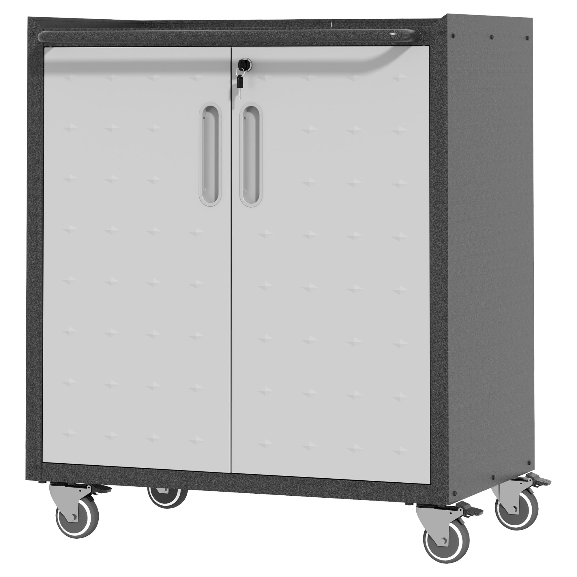 BIZOEIRON Metal Storage Cabinet with Wheels, Rolling Tool Cabinet with Doors and Shelves, Lockable Garage Storage Cabinet, Assembly Required — image 1