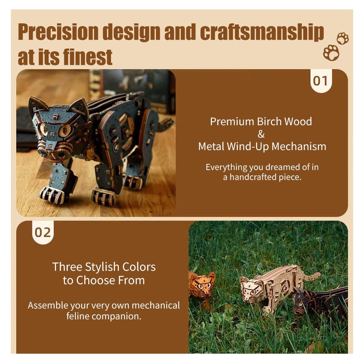 Puzzle in legno 3D per adulti, meccanico con gatto 3D, set da costruzione, 236 pezzi, puzzle in legno per animali domestici, fai da te, modellismo, artigianato in legno, giocattolo regalo