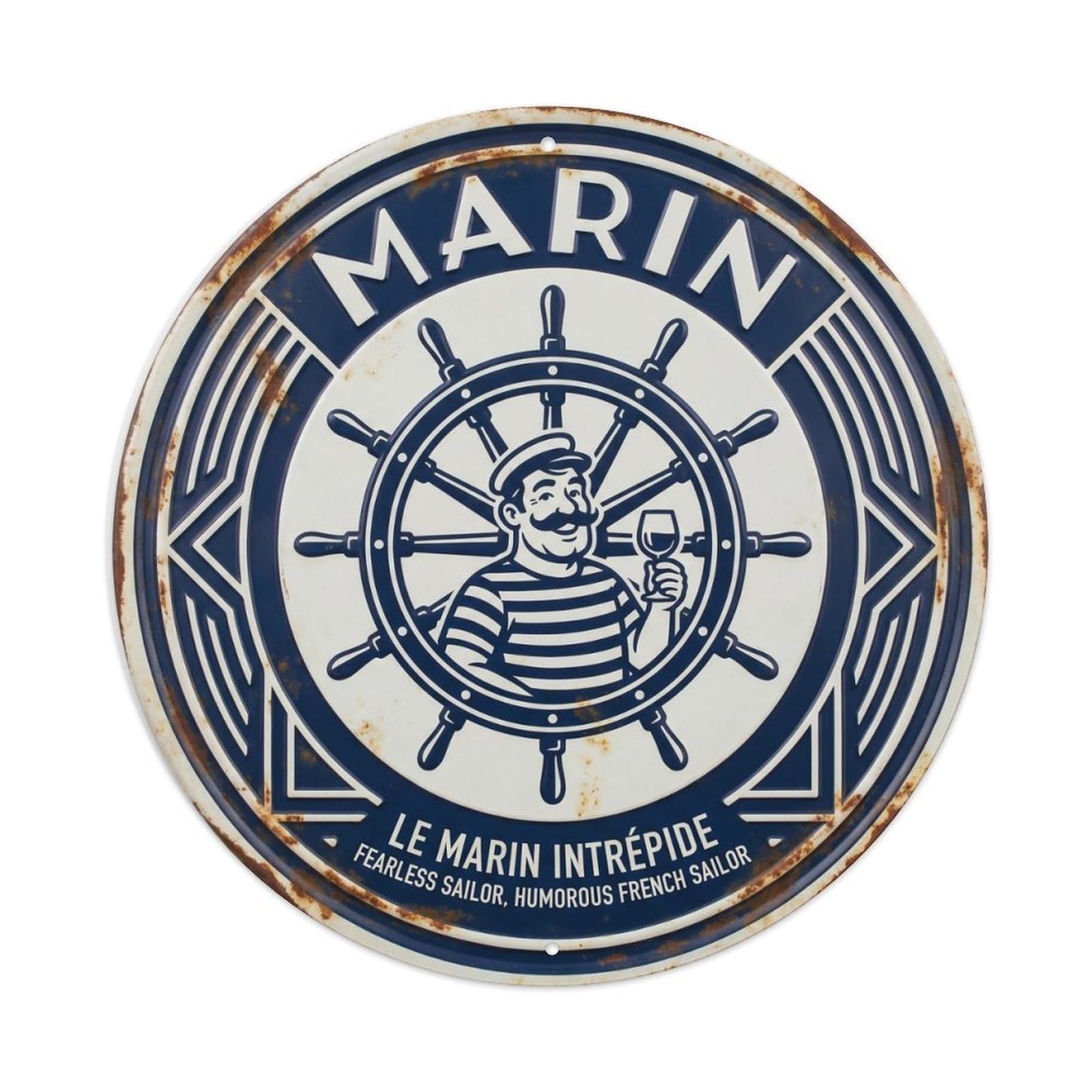 Sailor Humorous Mancave Sailor Metal Tin Sign Plaque Wall Decor for Cafe, Club Bar, Office, Home Garden Round Metal Poster 8x8Inch