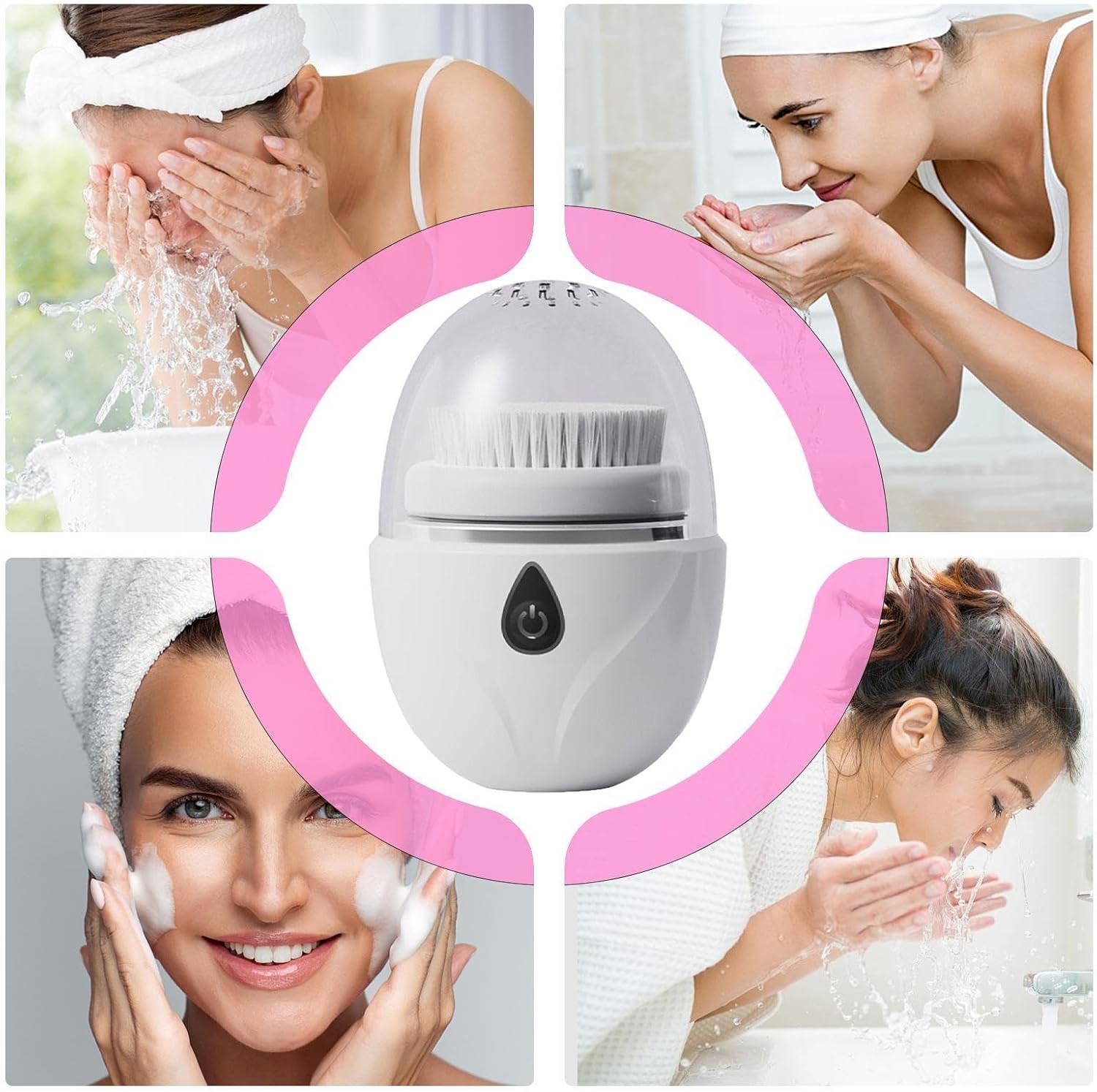 Women Powered Facial Cleansing Devices, Electric Face Scrubber, Electric Massage Deep Cleanse, Waterproof Silicone Exfoliators for Skincare