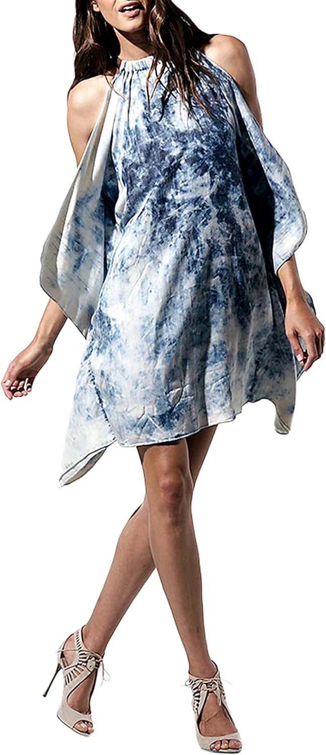 Standards & Practices Women's Plus Size Off The Shoulder Peasant Tencel Denim Dress Knee Length