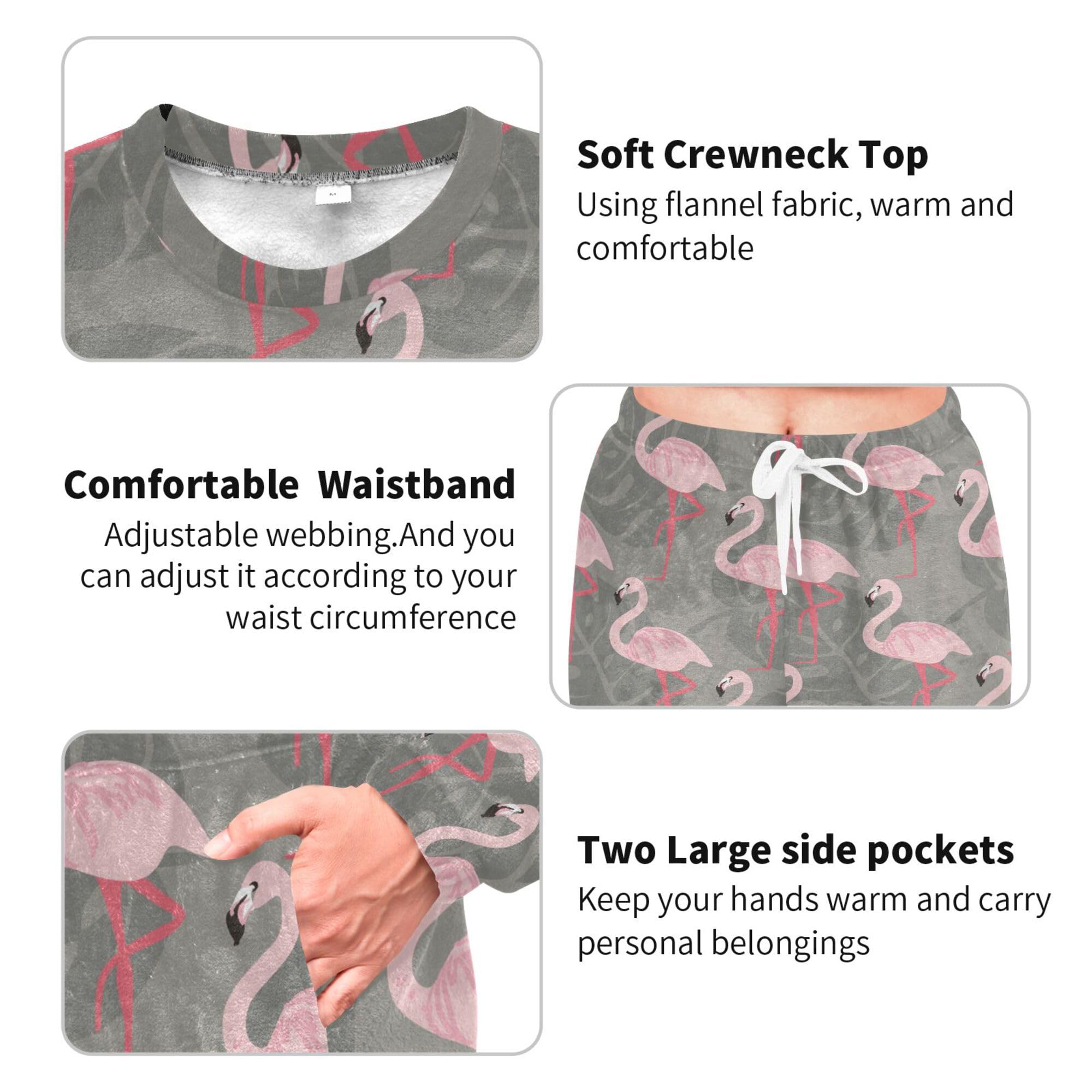 ALAZA Conjunto de pijama de forro polar para mujer, ropa de dormir de dos piezas, ropa de dormir térmica, súper suave, talla S