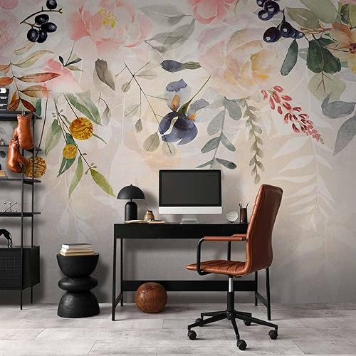 Miniatura 6 de artgeist Mural de pared Flores 193 x 110 pulgadas - Mural de pared autoadhesivo XXL para despegar y pegar, calcomanía extraíble, imagen de impresión