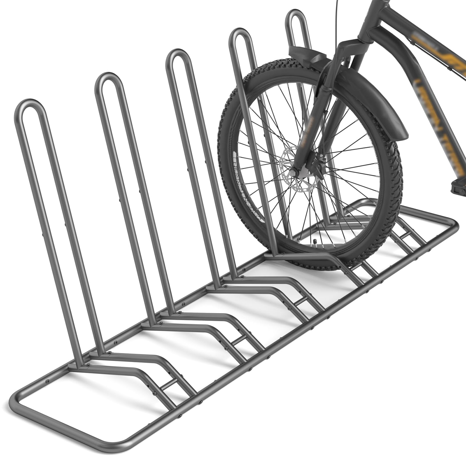 Fahrradständer Boden für 5 Fahrräder – Einstellbare Fahrradhalter | Dualer Fahrrad Ständer für Erwachsene & Kinder –Indoor & Outdoor – Ideal für Mountainbikes & Rennräder, stabil & platzsparend