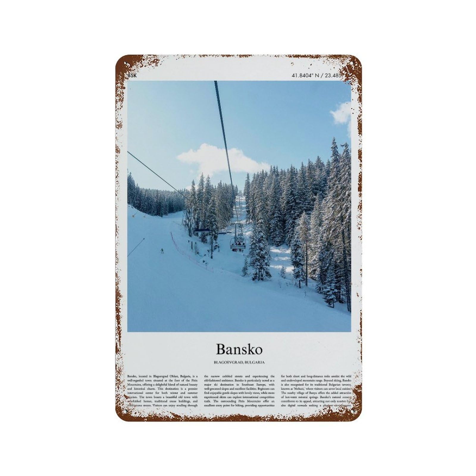 xiaoxiaoshen Bansko Blagoevgrad, Bulgaria City Scenery Wall Decor Art Metal Tin Poster Modern Home Decor Art Home Bar Shop Decorations Vintage Sign 30x20cm
