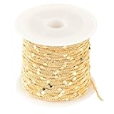 Jabogrii 32.8 Feet 18K Gold Plated Brass Jewelry Making Chains Flat Round DIY Necklace Bracelet Chain for Jewelry Making