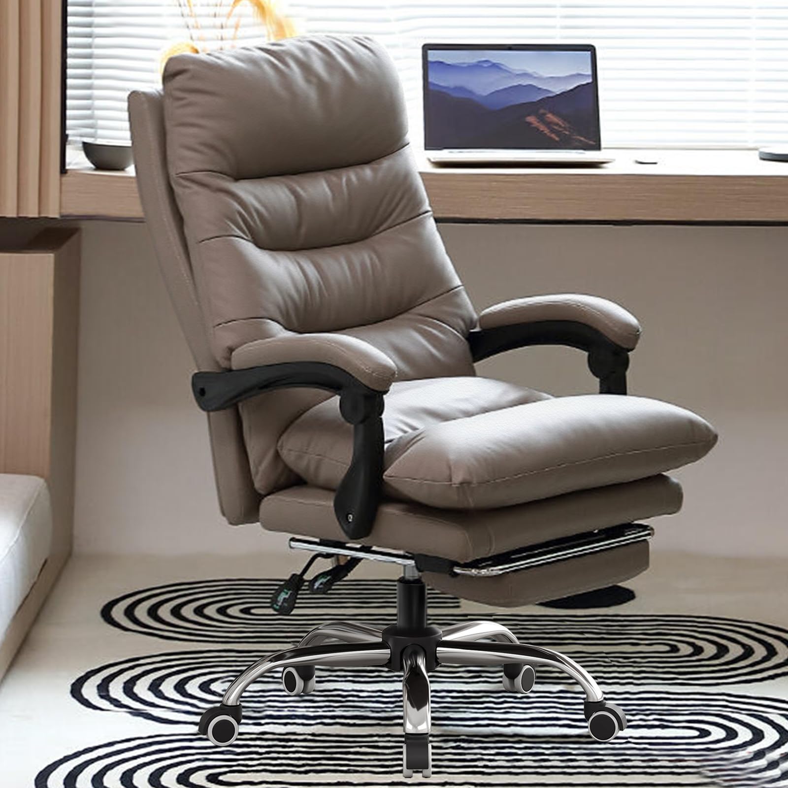 HDHNBA Office Chair with Soft Cushion High Back Gaming Chair Executive Desk Chair with Leg Rest Ergonomic Leather Computer Chair for Home Office
