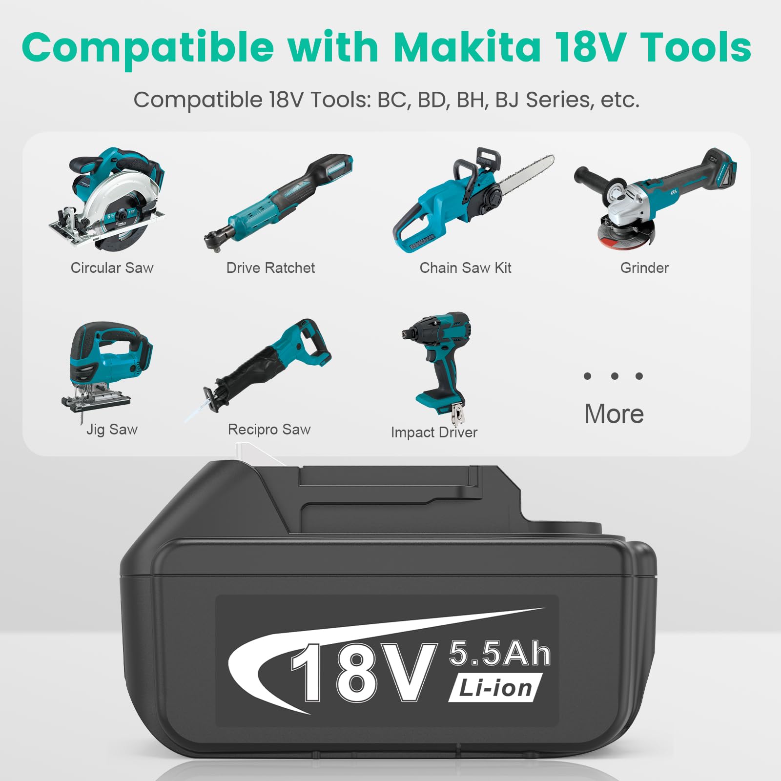 ASUNCELL 2 baterías de 5,5 Ah y Cargador para Makita LXT, Compatible con Todas Las baterías Makita de 14,4 V-18 V BL1815 BL1830 BL1850 BL1430