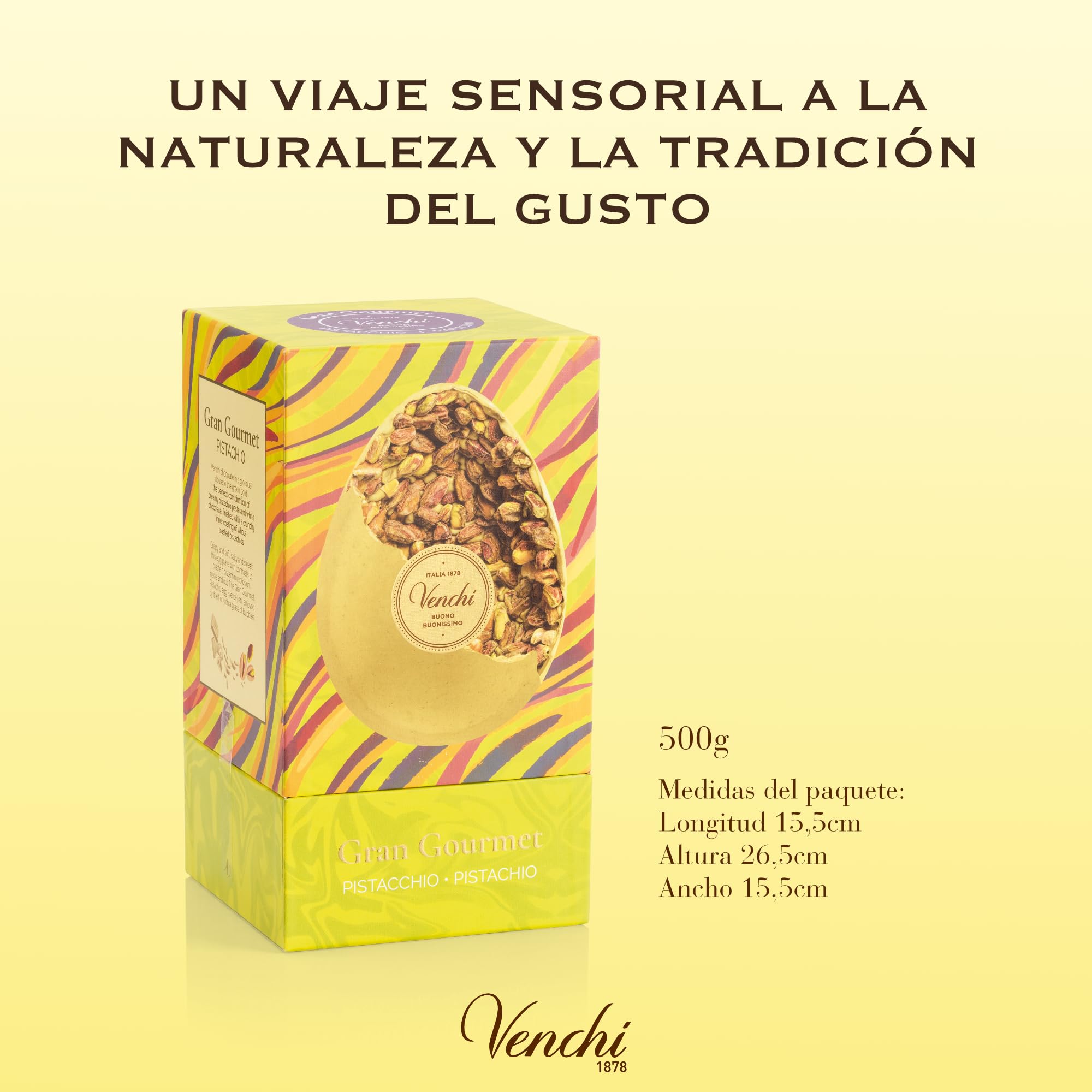 Venchi - Huevo de Chocolate, Sabor Chocolate con Pistacho, con Pistachos Enteros, con Sorpresa, Sin Gluten, 500 gr, Colección Pascua, Idea Regalo