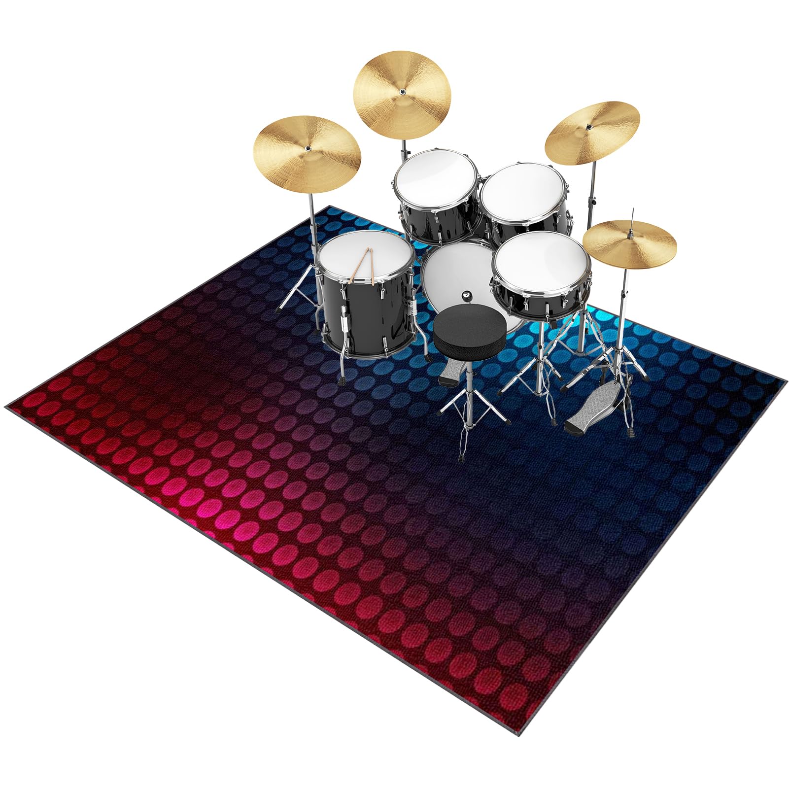 200 x 180 cm Tapis de Tambour Antidérapant Tapis pour Batterie et Percussions, Professionnel Tapis Rectangulaire Insonorisé de Jazz pour Grosse Caisse Claire et Instruments de Musique