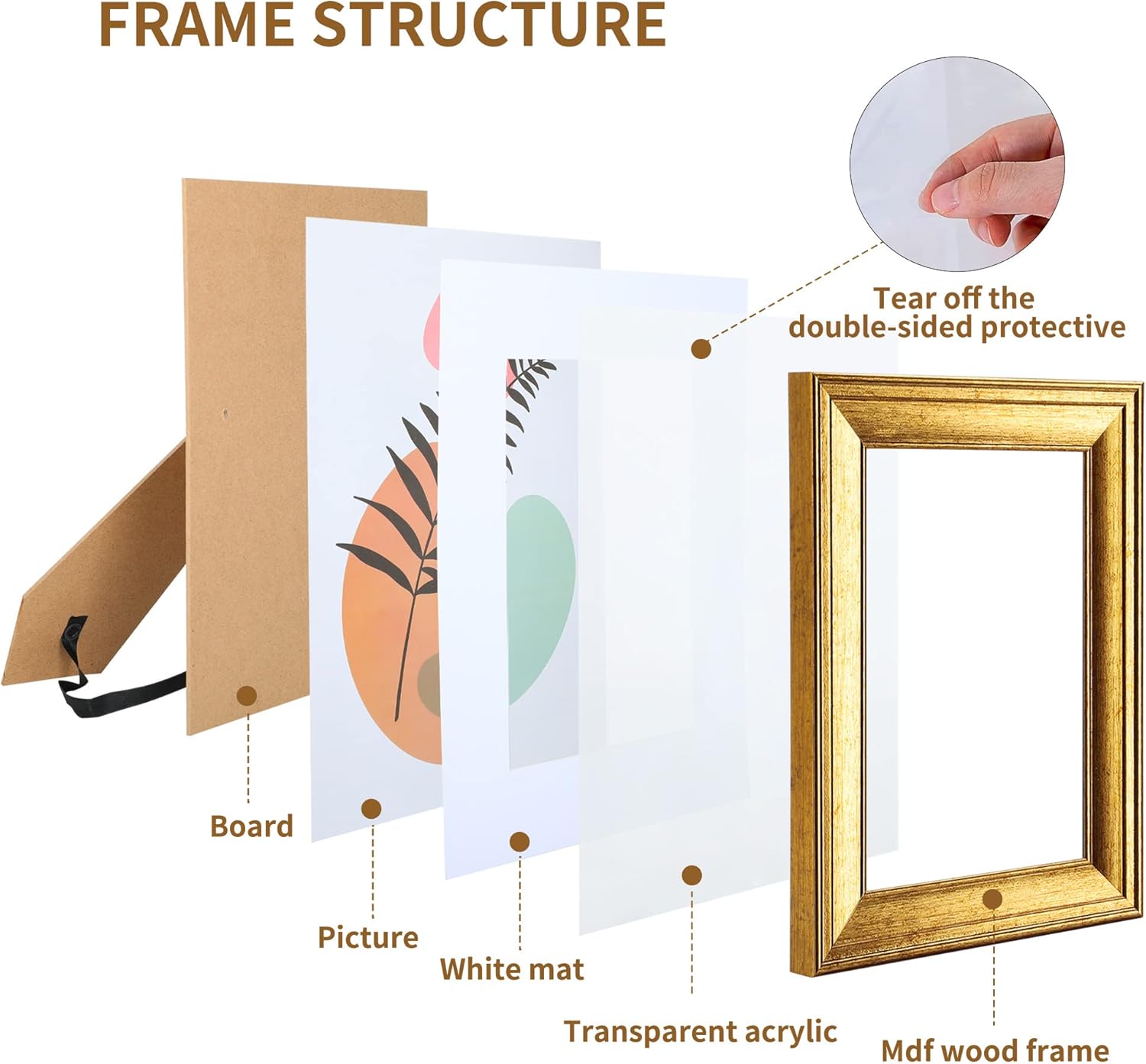 SYNTRIFIC 6PC 5x7in Gold Frames, Vintage Gold Picture Frames for Wall Mounting and Tabletop Display - Image 4