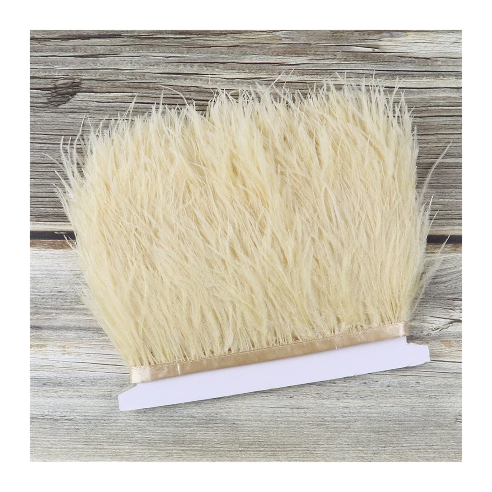 Frange en plumes d'autruche haut de gamme beige pour confection haute couture