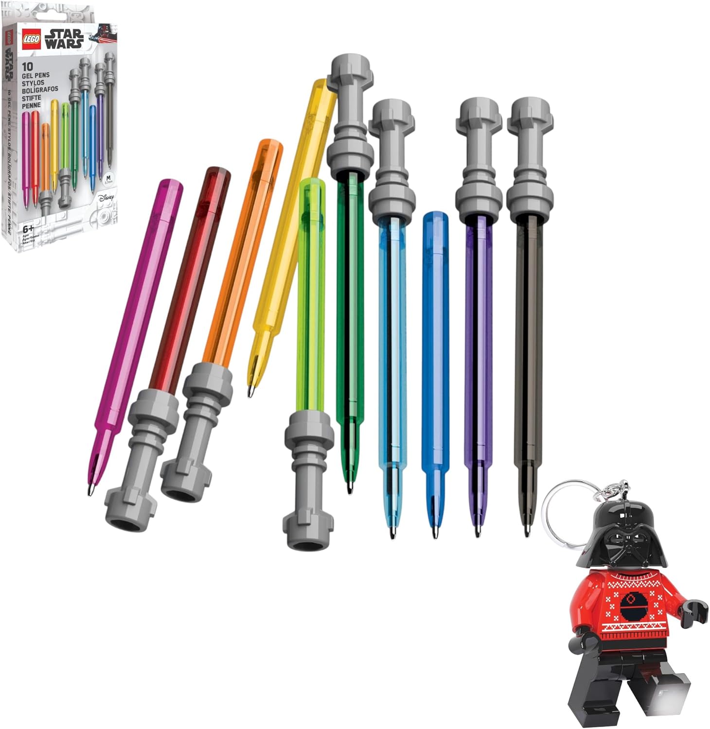 IQ LEGO Star Wars Darth Vader Ugly Sweater Key Light with 10 Pack Lightsaber Gel Pen Bundle