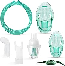 Aerosol Replacement Accessory Kit with Adult and Paediatric Mask, Neosol Ampoule, Snorkel, Nose Fork, Elastics, Tube. Compatible with All Aerosols.