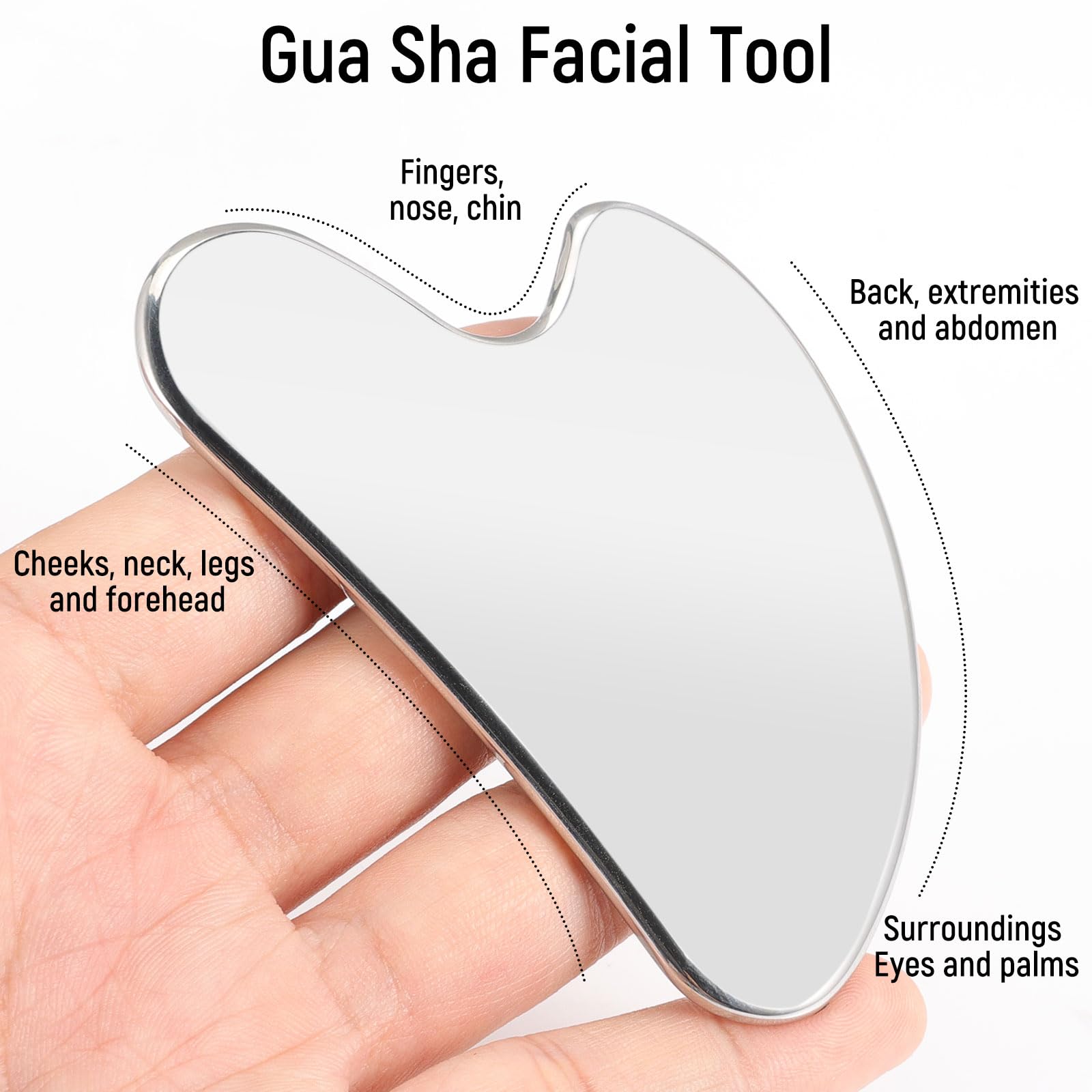 winbest Stainless Steel Gua Sha Massage Tool Heart Shaped Gua Sha Facial Tools with Metal Face Roller Facial Scraper for Face Neck Eye Body Skin Care - Image 3