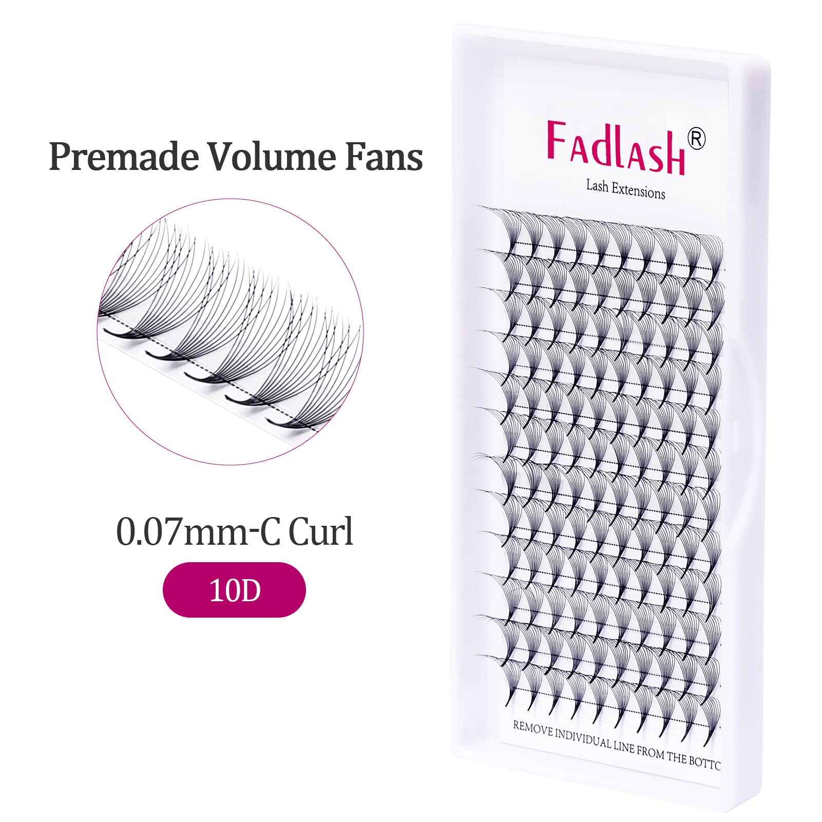 FADLASH Extension Ciglia Ciuffetti 10D 0,07mm Curva C 10mm Ciglia Finte a Ciuffetti Premade Fans Lashes Cluster