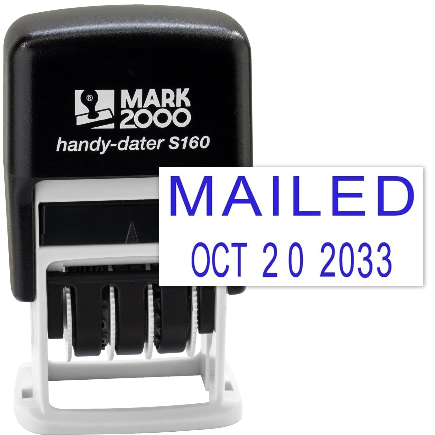 Cosco 2000 Plus Self-Inking Rubber Date Office Stamp with MAILED Phrase & Date - Blue Ink (Micro-Dater 160), 12-Year Band