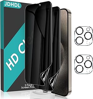 [2+2] for iPhone 15 Pro Max Privacy Screen Protector (NOT Glass) with Tempered Glass Camera Lens Protector, Anti-Spy Non-breakable Soft Flexible TPU Hydrogel Film Screen Protector for iPhone 15 Pro Max