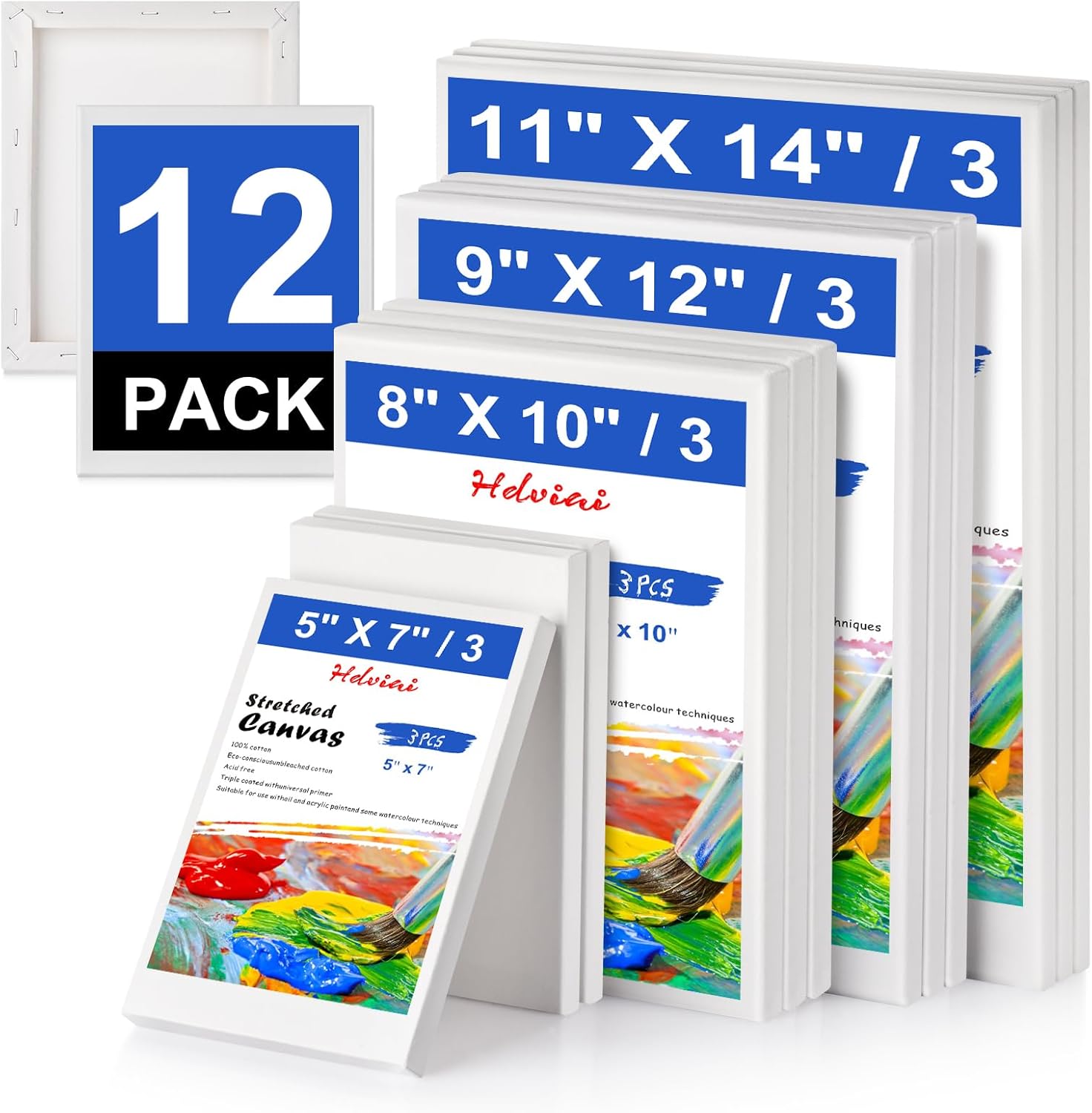 Hdviai Stretched Canvas 5x7, 8x10, 9x12, 11x14 (3 of Each