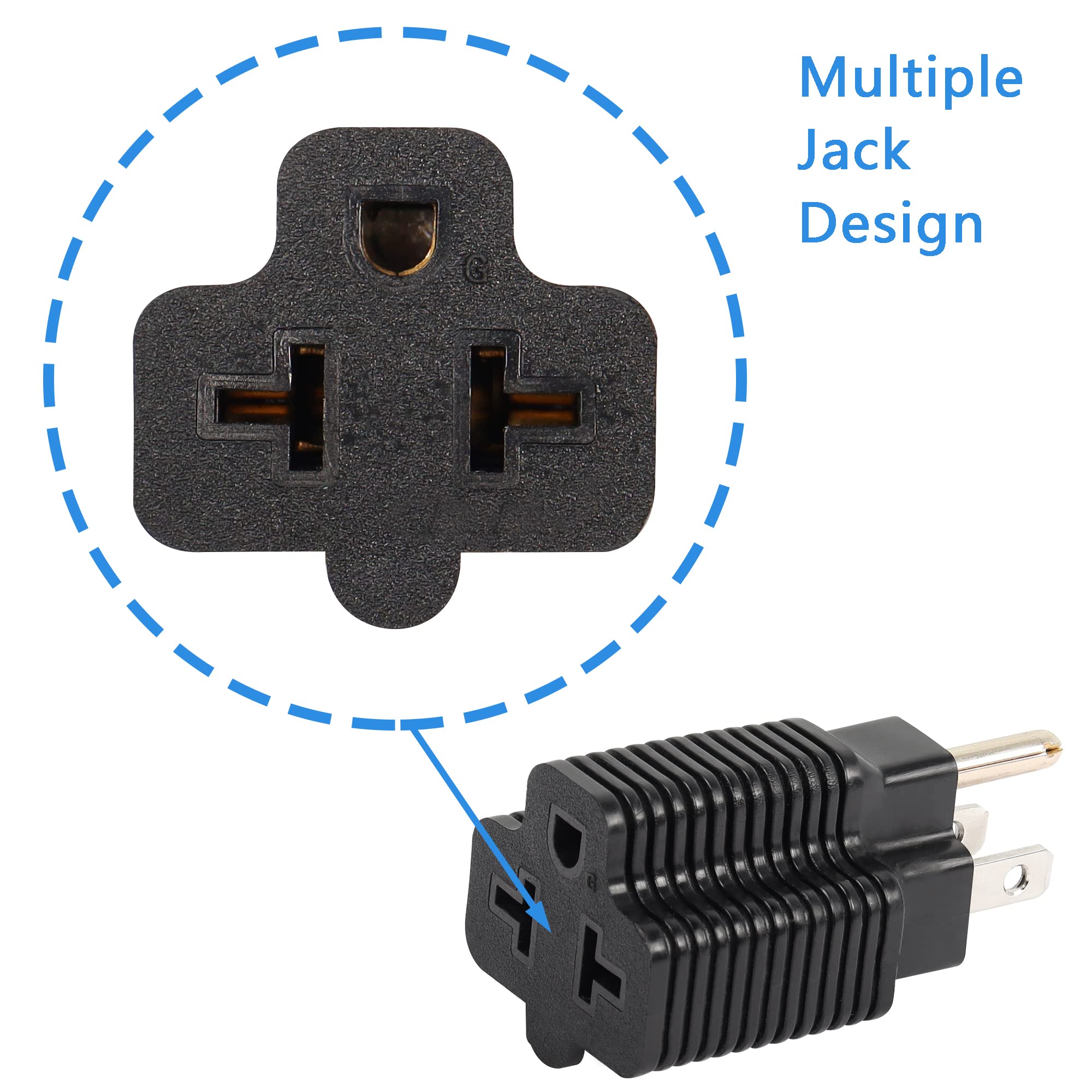 CERRXIAN 4 in 1 15 Amp to 20 Amp Plug Adapter, NEMA 5-15P to