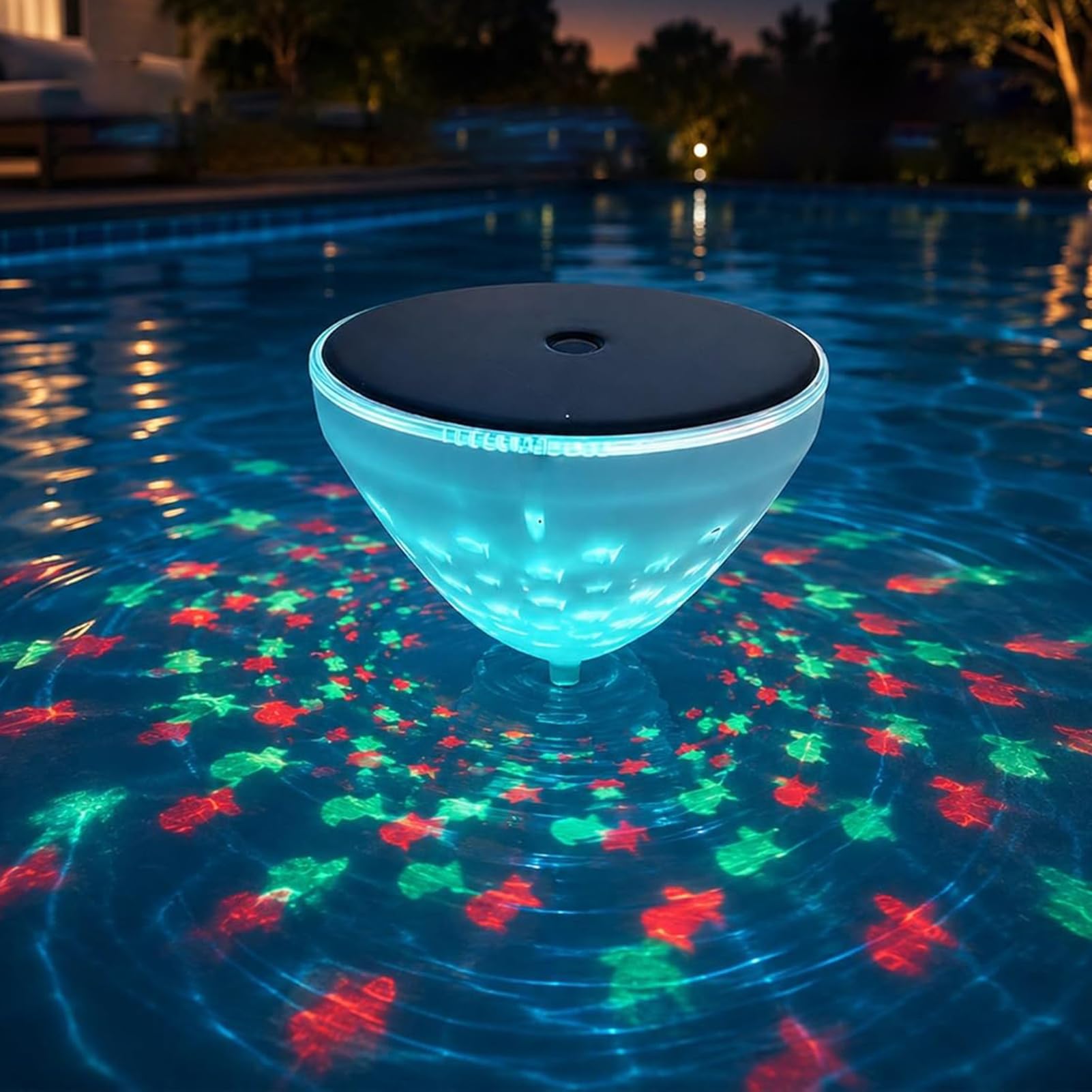 Solar Floating Pool Light with Fish Projection, Dynmaic LED Color Changing Solar Pool Lights, 5 Modes Fish-Shaped Projector Pool Lights, Waterproof Floating Lights for Pool, Bathtub, Pond, Party