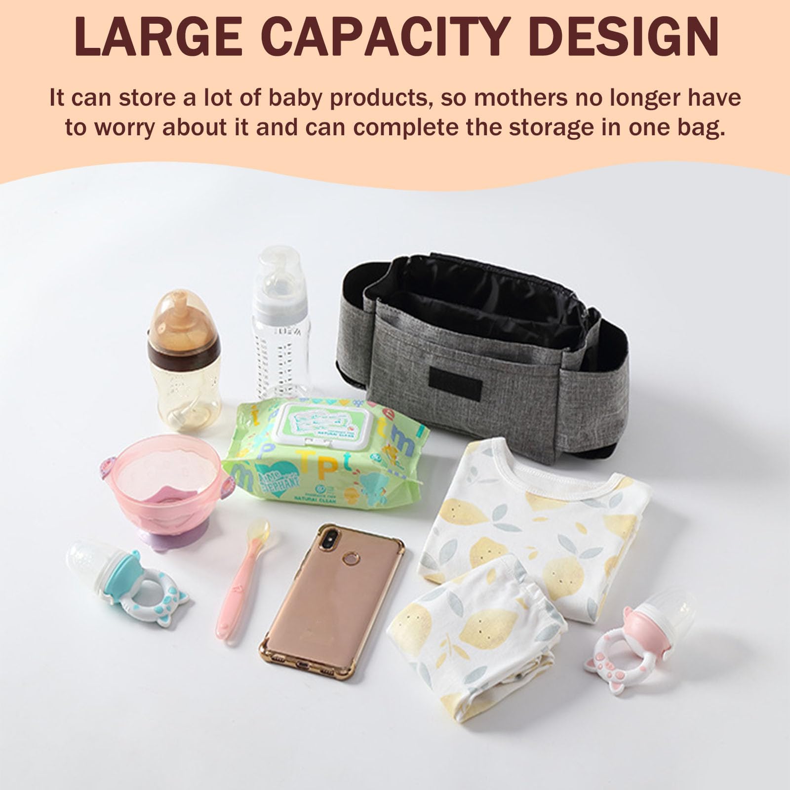 Borsa Per Passeggino Multiuso - Impermeabile, Con Porta Biberon Isolato E Tasca Antifurto - Foto 12