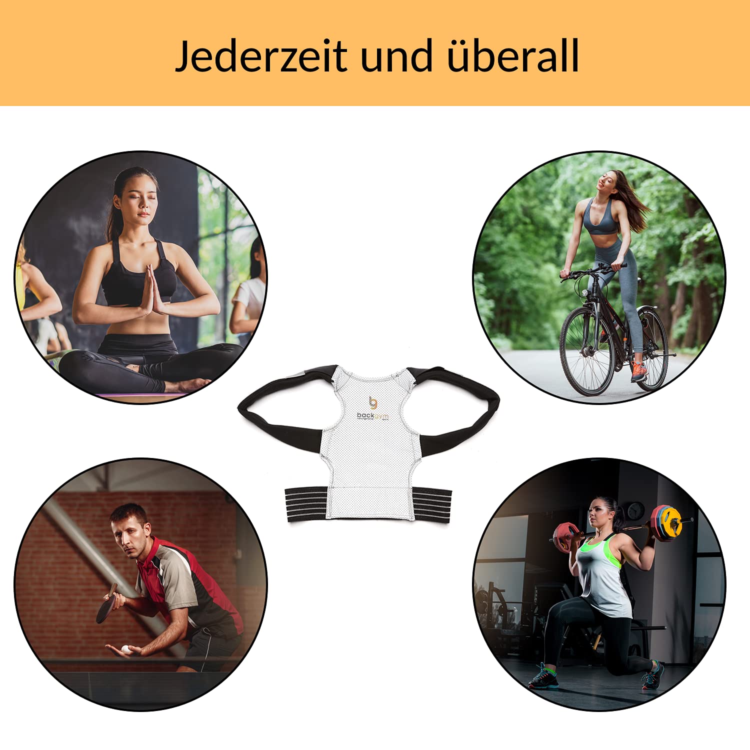 Model Sports - Orteza postawy - Korektor postawy dla mężczyzn i kobiet idealny do wsparcia szyi/wsparcia górnej części pleców/ortezy barku - rozmiar S, srebrny/czarny