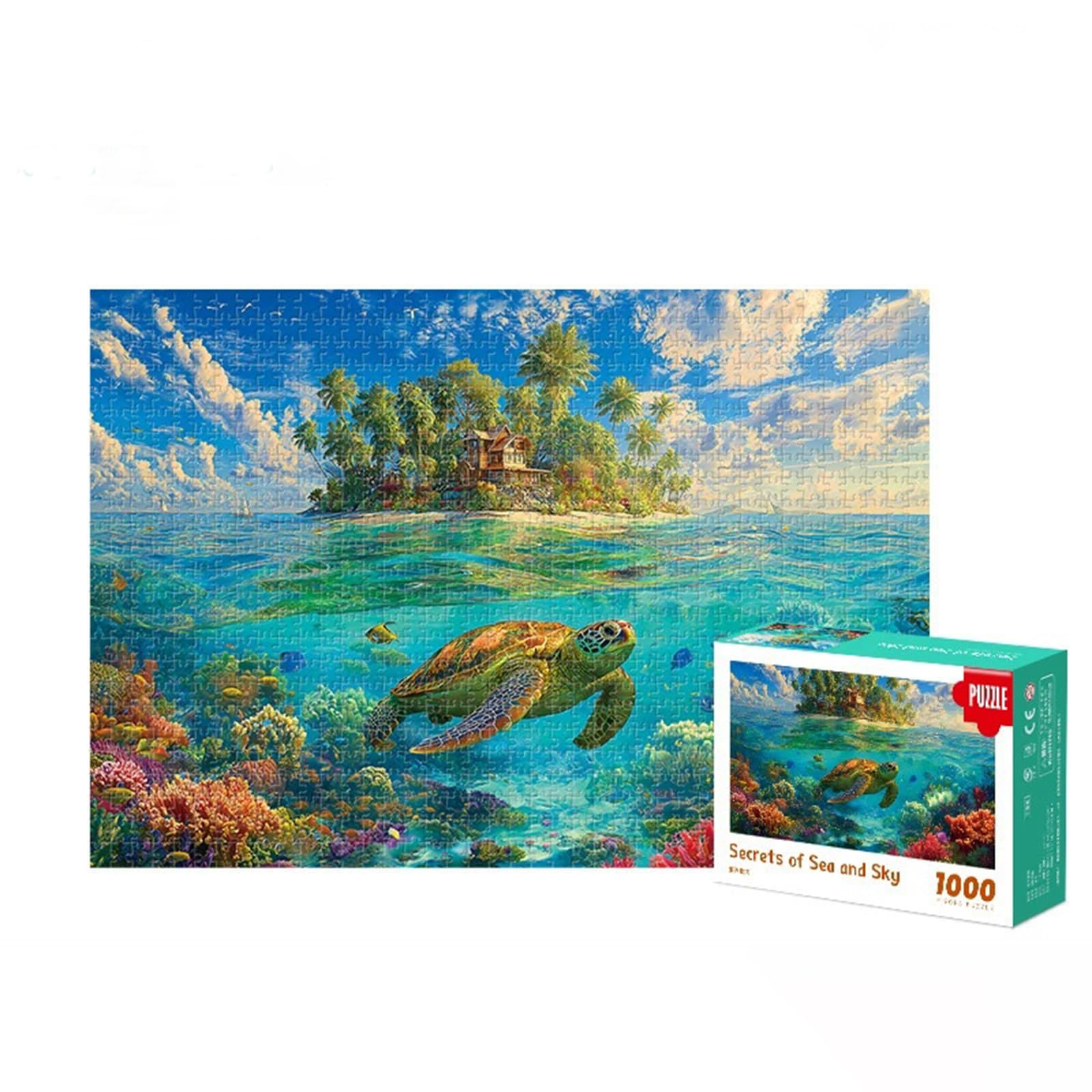 Richugui Mini 1000 Piece Jigsaw Puzzles for Adults, Jigsaws 1000 Pieces for Adults Educational Game Challenging Toy for Women Gift, Beautiful Island Sea Landscape Puzzles for Home Family Decoration