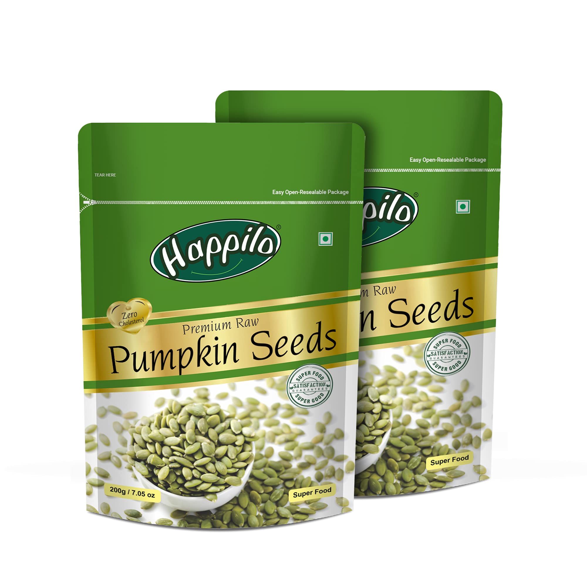 Happilo Premium Pumpkin Seeds for Eating 200g each (Pack of 2), Raw, Authentic and Natural for Healthy Diet, Immunity Booster and Fiber Rich Superfood (B077FLP13S) Amazon Price History, Amazon Price Tracker