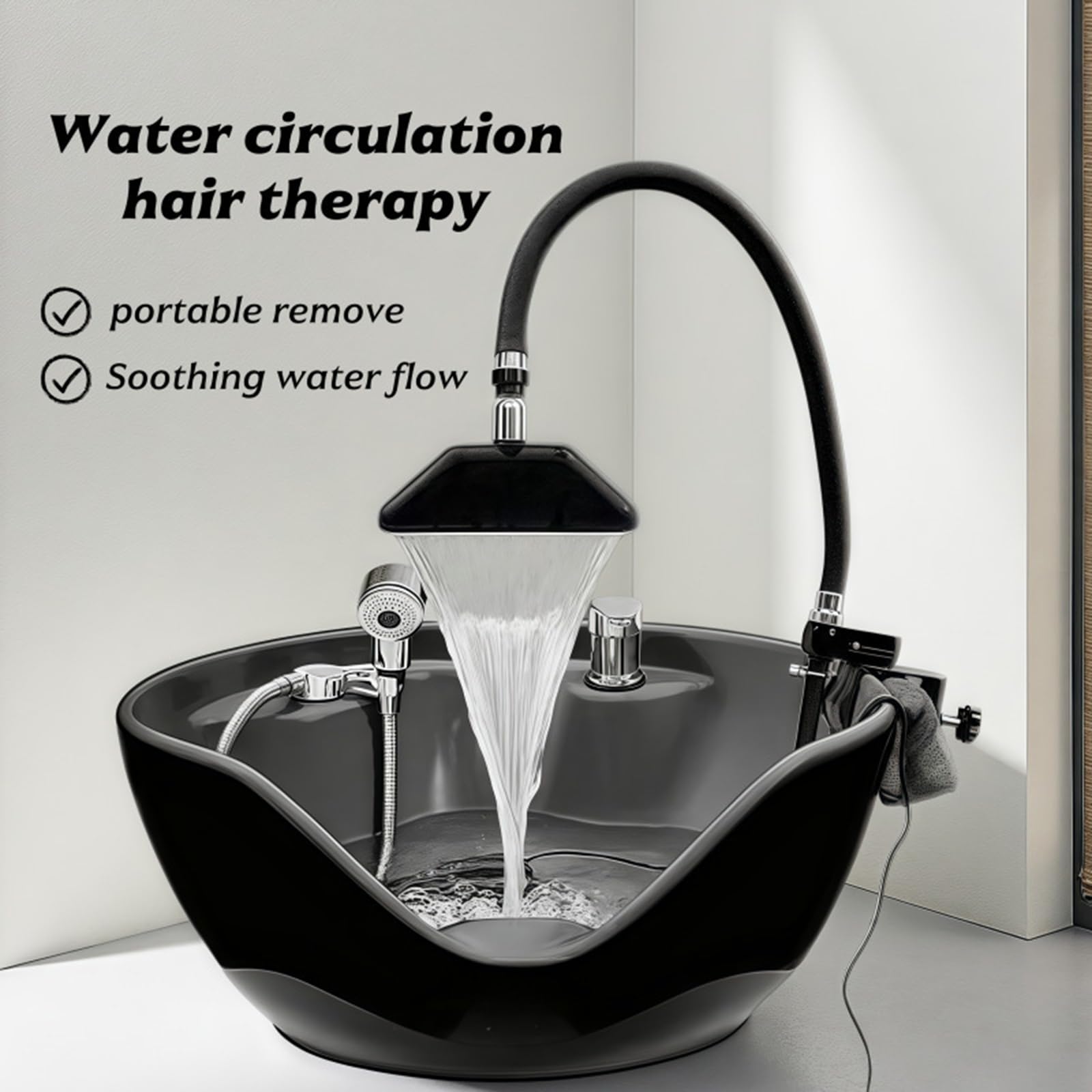 Equipo De Circulación De Agua Para Spa Capilar, Estructura Portátil De Circulación De Agua Con Bomba De Agua, Ajustable En 180°, Limpieza Profunda Del Cuero Cabelludo Y Tratamiento Capilar, Para Salon