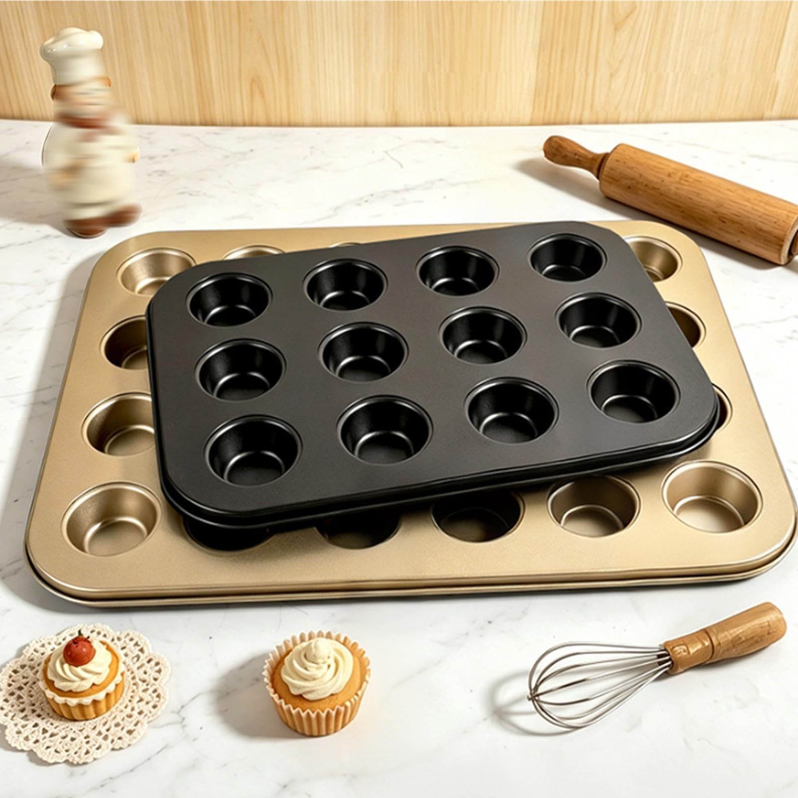 Confezione 2 Stampi per Mini Muffin,Stampo Antiaderente per Cupcake