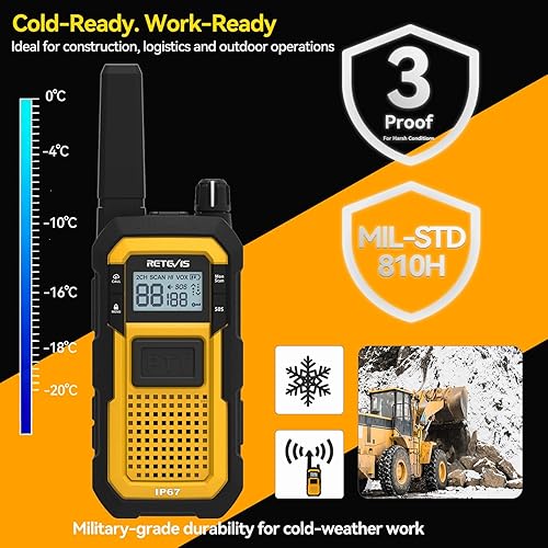 Miniatura 10 de Retevis RB48 Walkie Talkies resistentes al agua, radios bidireccionales recargables de largo alcance, triple prueba avanzada, recordatorio de