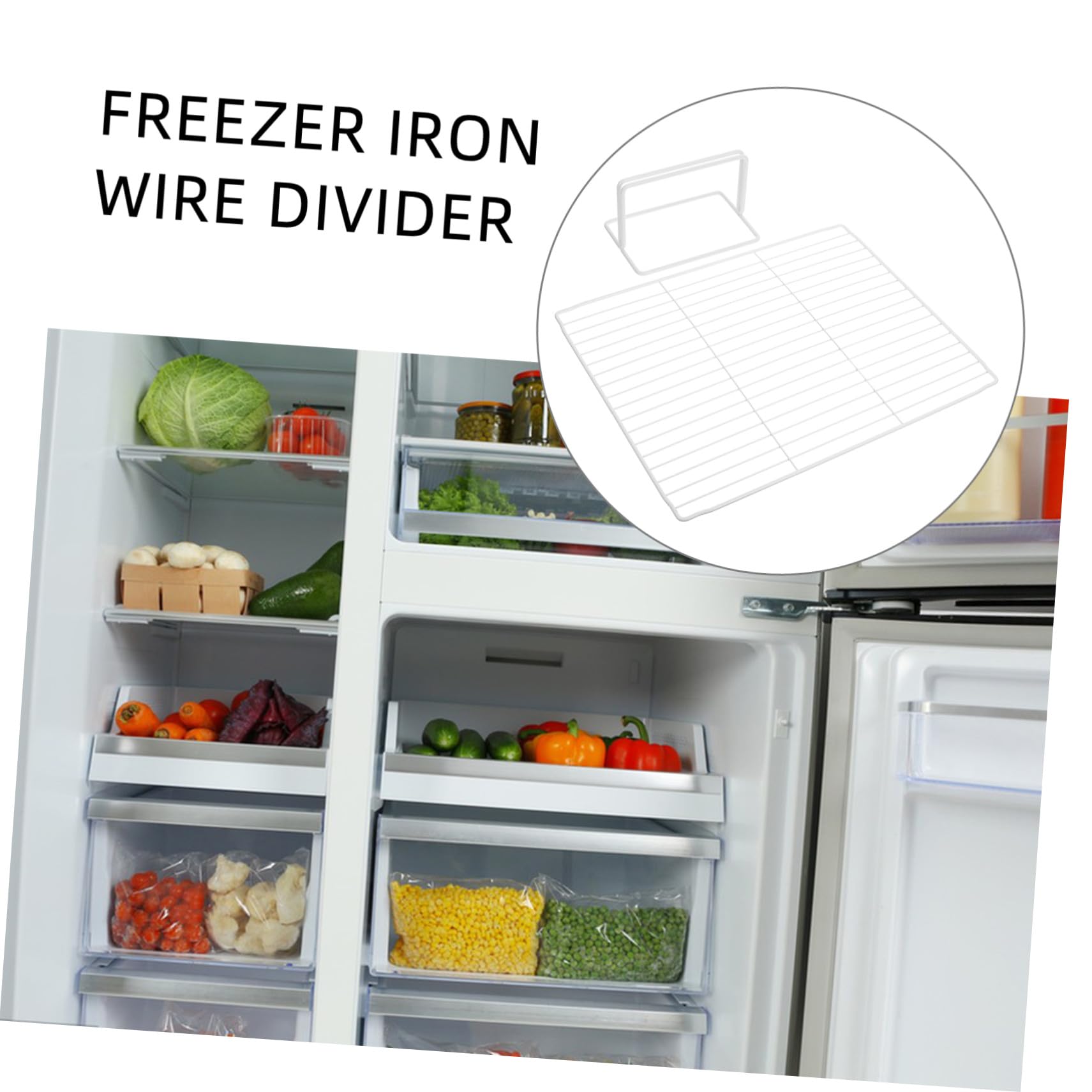 HOMSFOU Divisor para Congelador de Hierro Resistente 28x36 Cm, Organizador de Espacios para Refrigerador y Congelador, Estante de Repuesto para Almacenamiento en Cocina y Supermercado