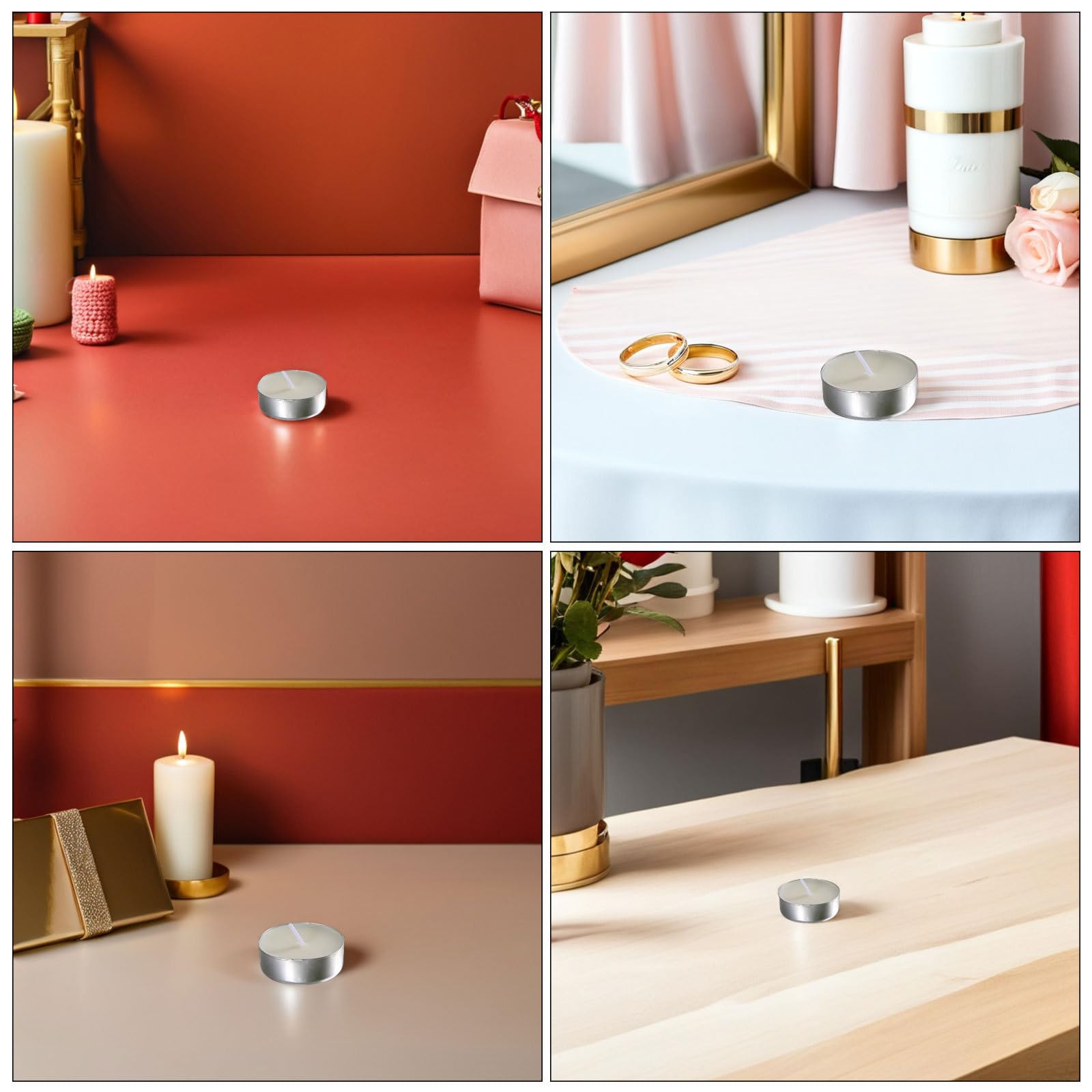 Beavorty 150 Unidades Velas Votivas de Té sin Aroma en Vaso de Aluminio para Decoración Versátil en Fiestas y Cenas Ambiente Romántico y Elegante