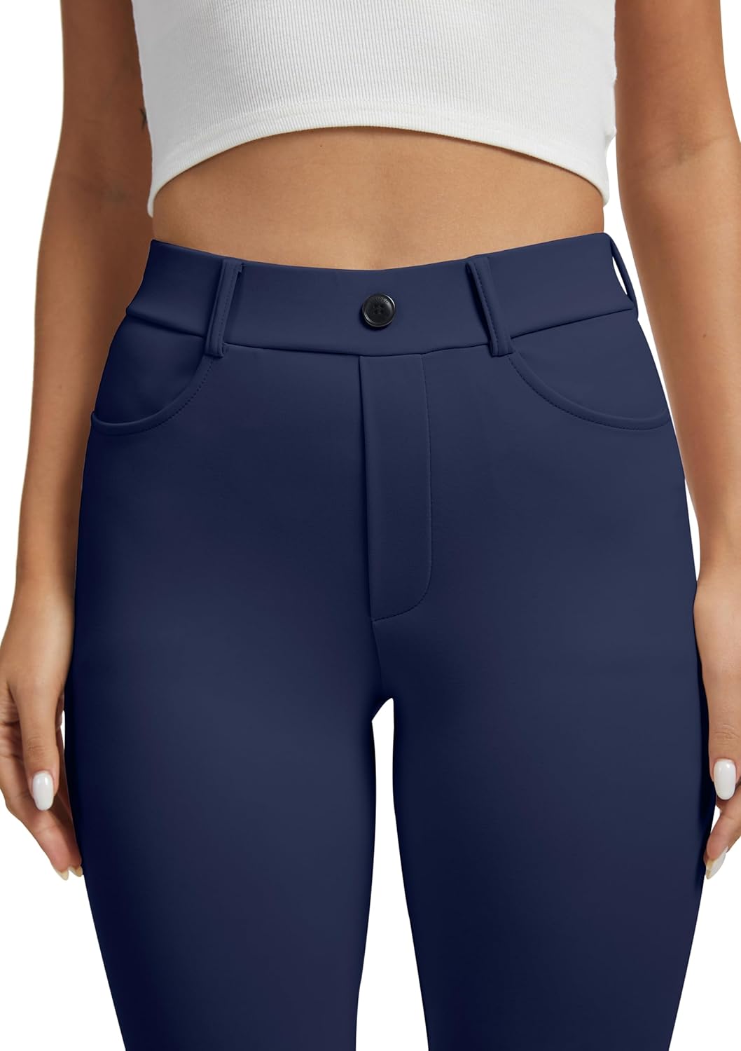 VIMPEP Women’s Stretchy Yoga Dress Pants High Rise Straight Leg with Pockets Casual Petite/Regular 1202 - Image 2