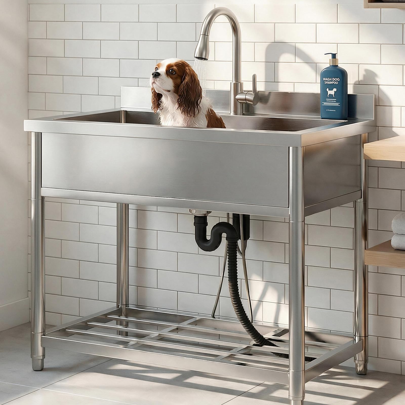 Large Stainless Steel Utility Sink - Freestanding -1 Large Stainless Steel Utility Sink - Freestanding -1