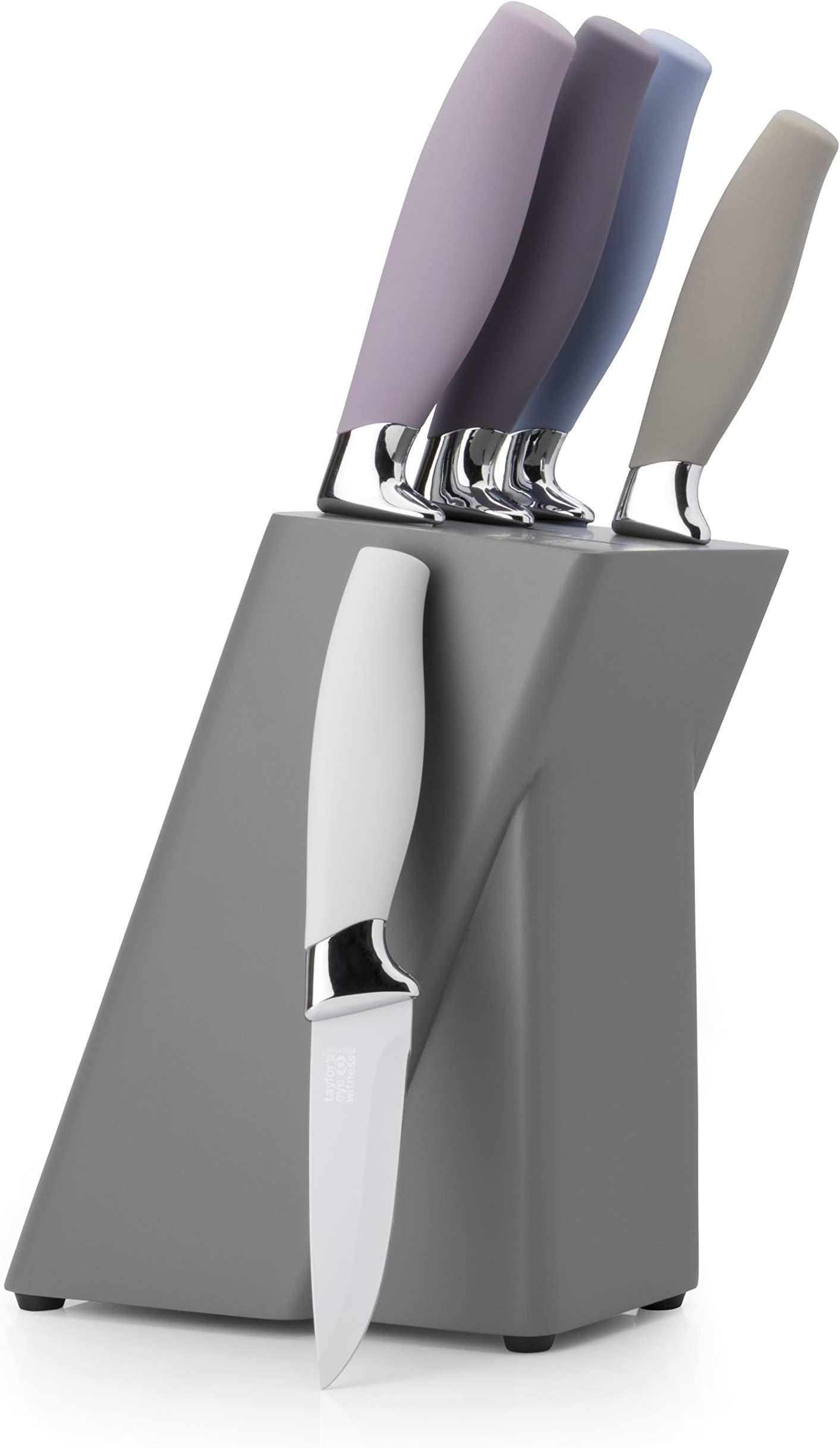 Taylors Eye Witness 5 Piece Kitchen Knife Set Brooklyn Stainless Steel Coated Soft Grip Block