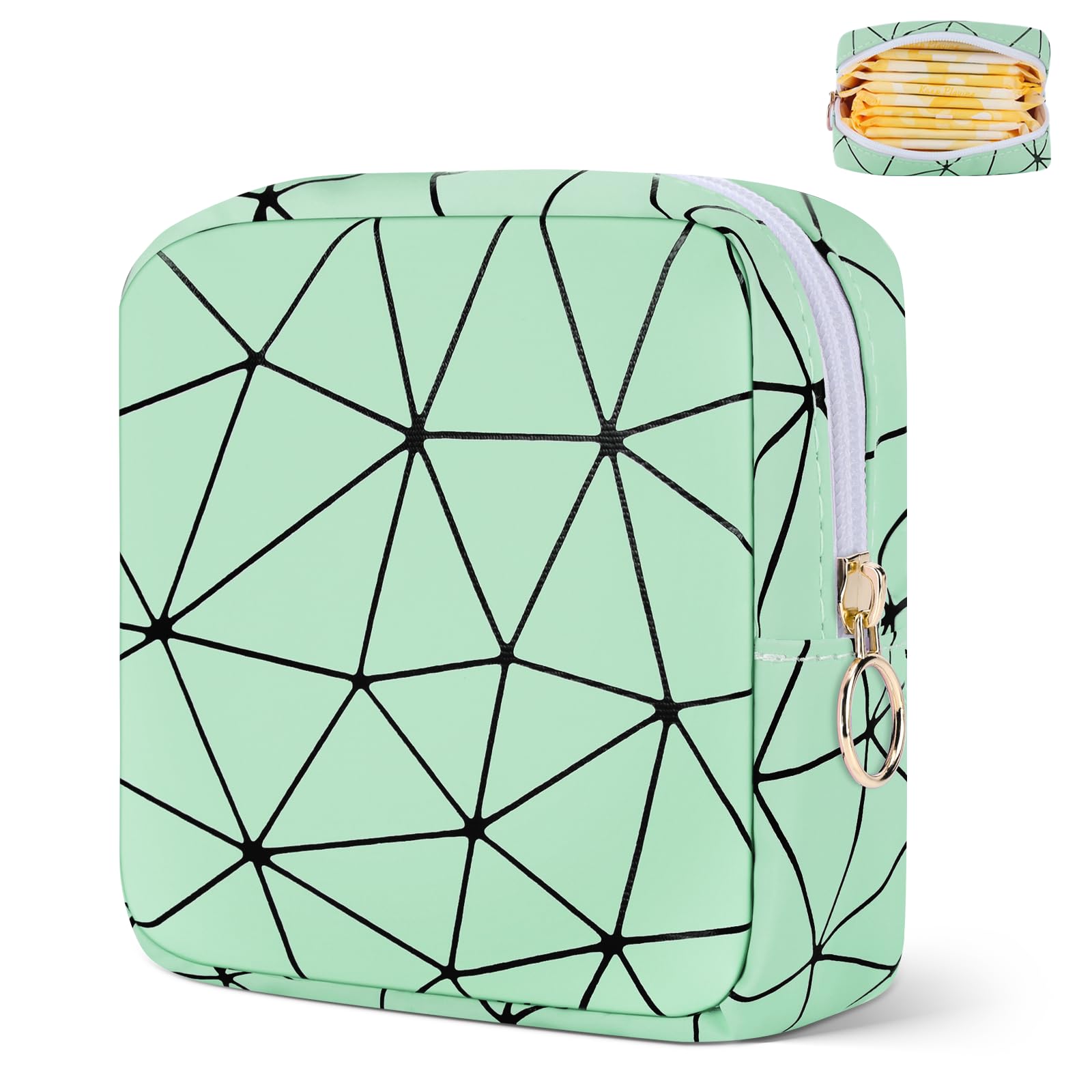 Likesing Period Bag for Tampon, Leather Sanitary Napkin Storage Bag for Girls Womens, Portable Sanitary Napkin Period Pad Pouch for Purse, Small Make